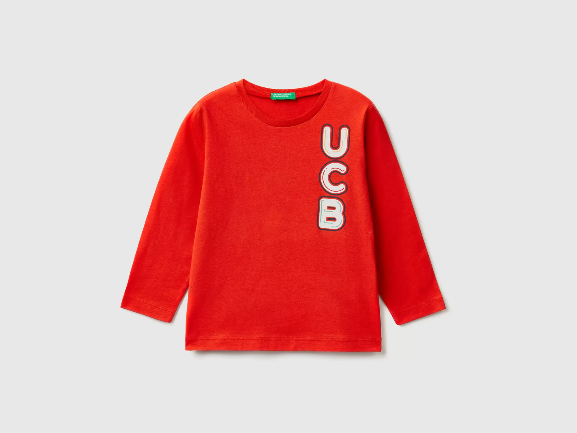 Benetton Camiseta De Manga Larga De Algodón Organico-Niños Camisetas Y Camisas