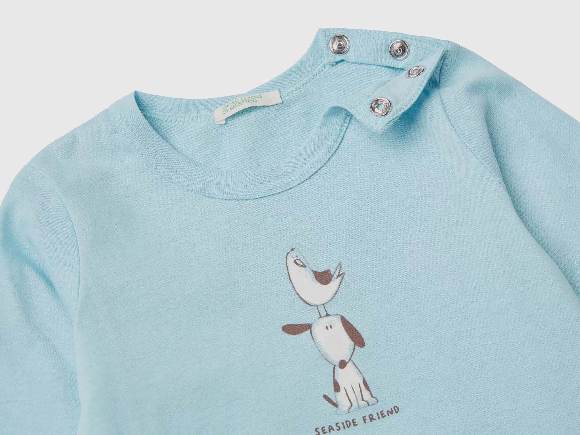 Benetton Camiseta De Manga Larga De Algodón Organico-Niños Vestidos De Algodón Organico