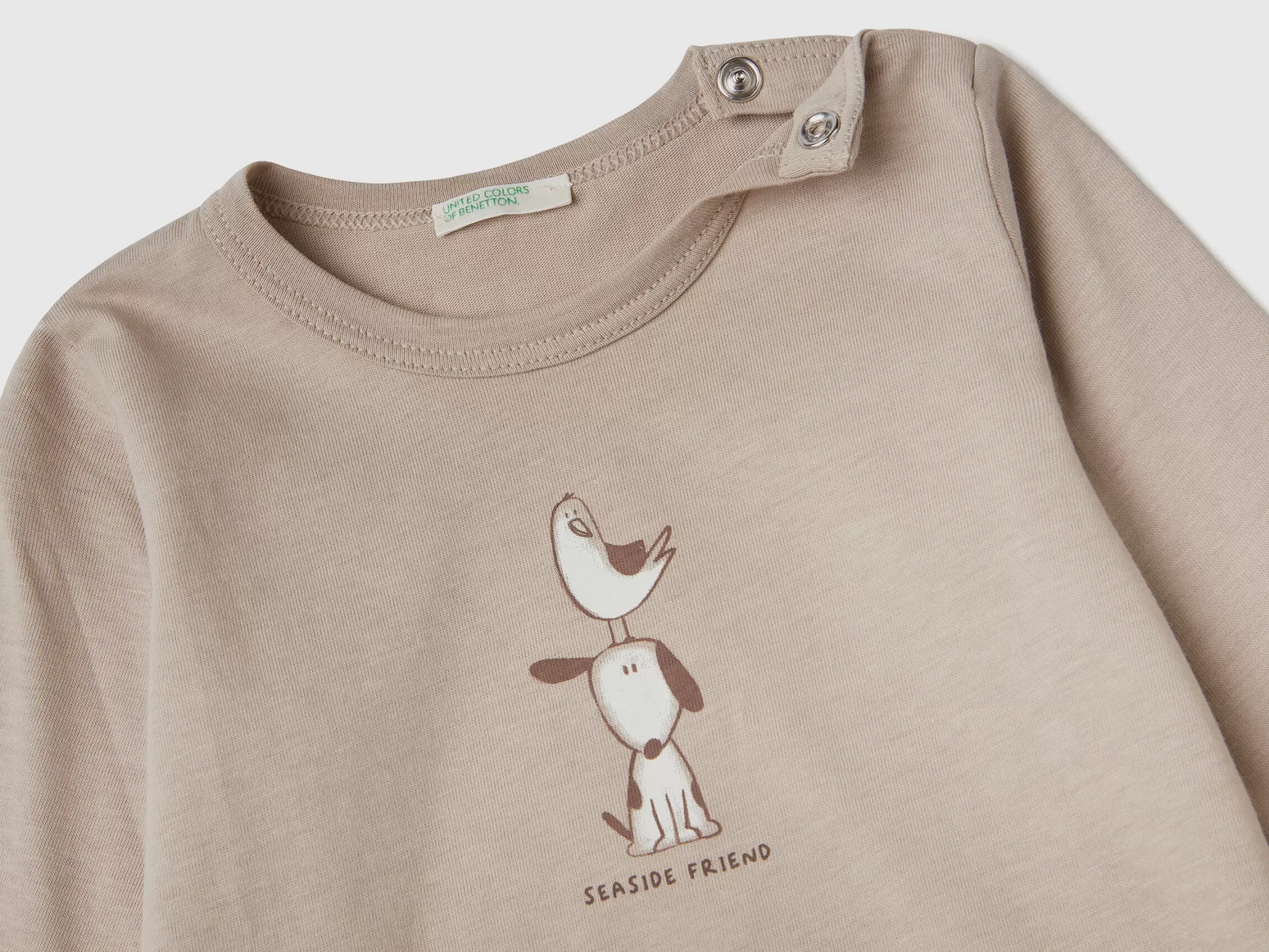 Benetton Camiseta De Manga Larga De Algodón Organico-Niños Vestidos De Algodón Organico