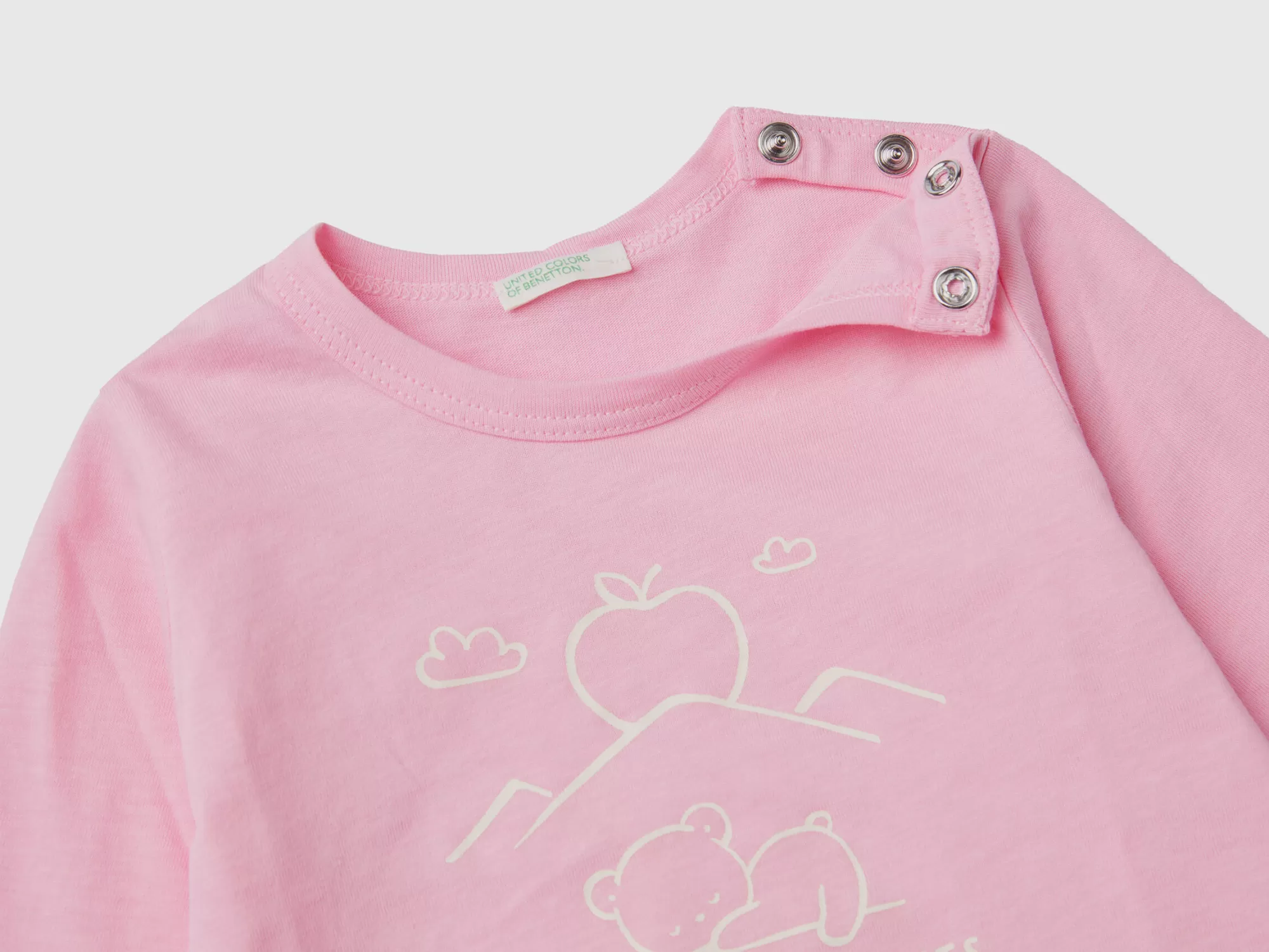 Benetton Camiseta De Manga Larga De Algodón Organico-Niños Vestidos De Algodón Organico