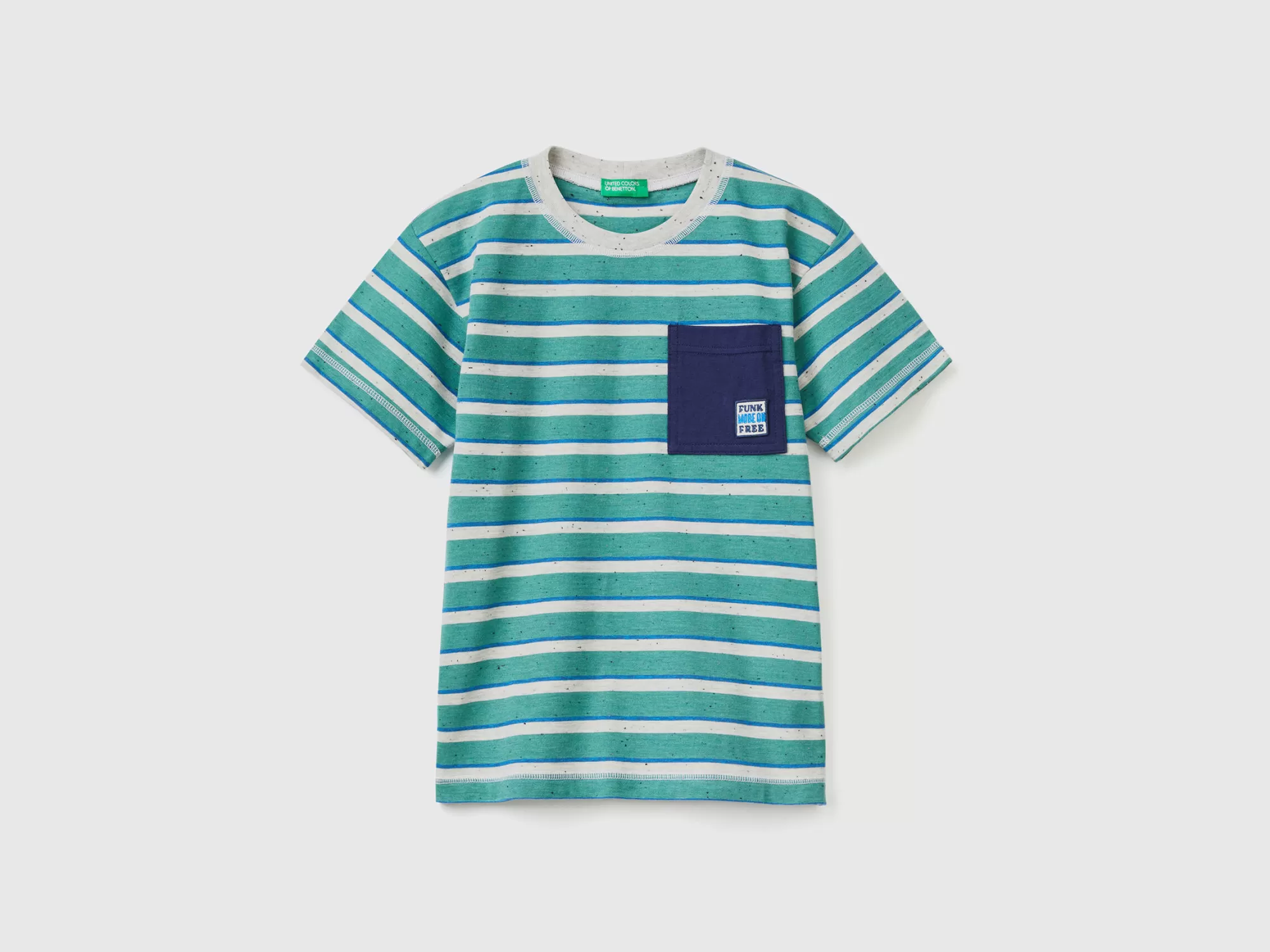 Benetton Camiseta De Rayas Con Bolsillo-Niños Camisetas Y Camisas