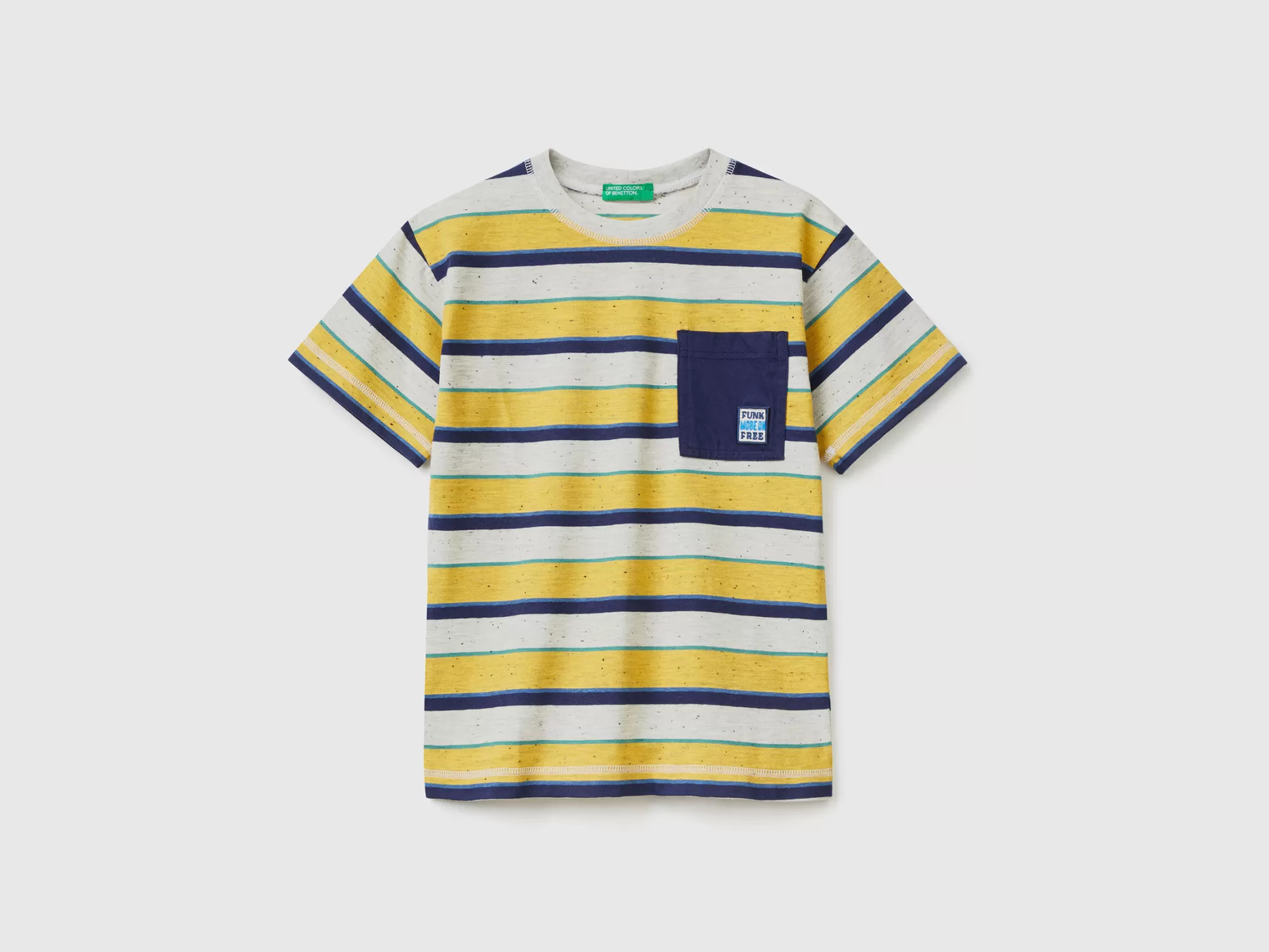 Benetton Camiseta De Rayas Con Bolsillo-Niños Camisetas Y Camisas