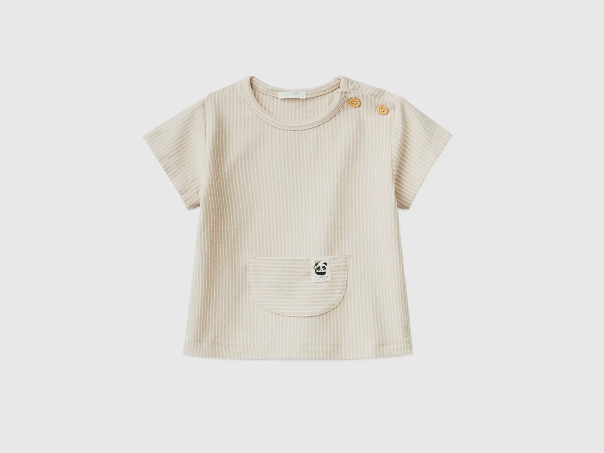 Benetton Camiseta De Rayas Con Bolsillo-Niños Sudaderas Y Camisetas