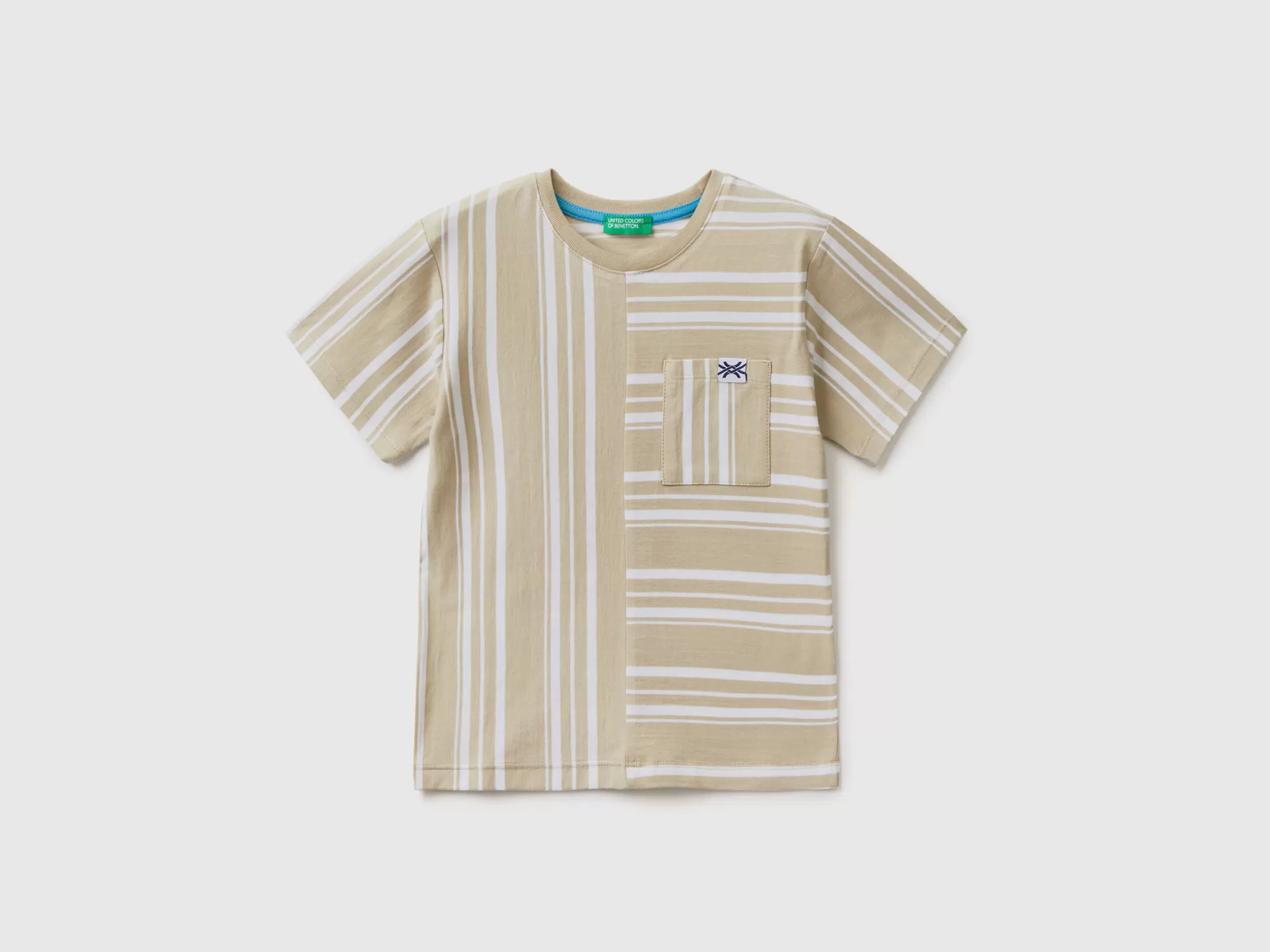 Benetton Camiseta De Rayas Con Bolsillo-Niños Camisetas Y Camisas