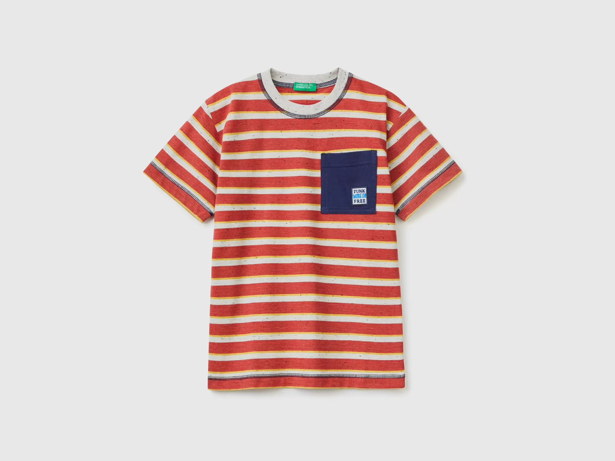 Benetton Camiseta De Rayas Con Bolsillo-Niños Camisetas Y Camisas