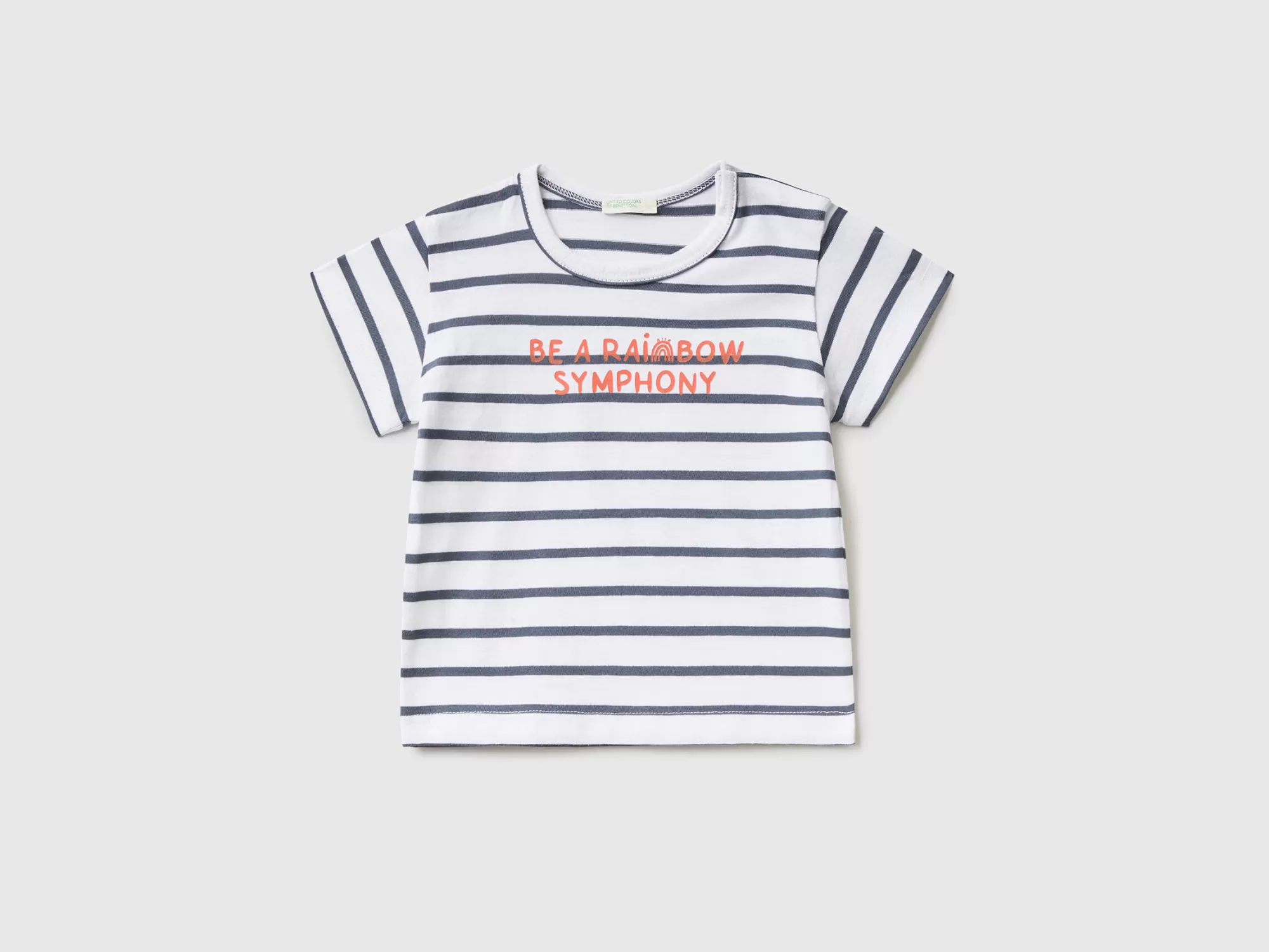 Benetton Camiseta De Rayas Con Eslogan-Niños Sudaderas Y Camisetas