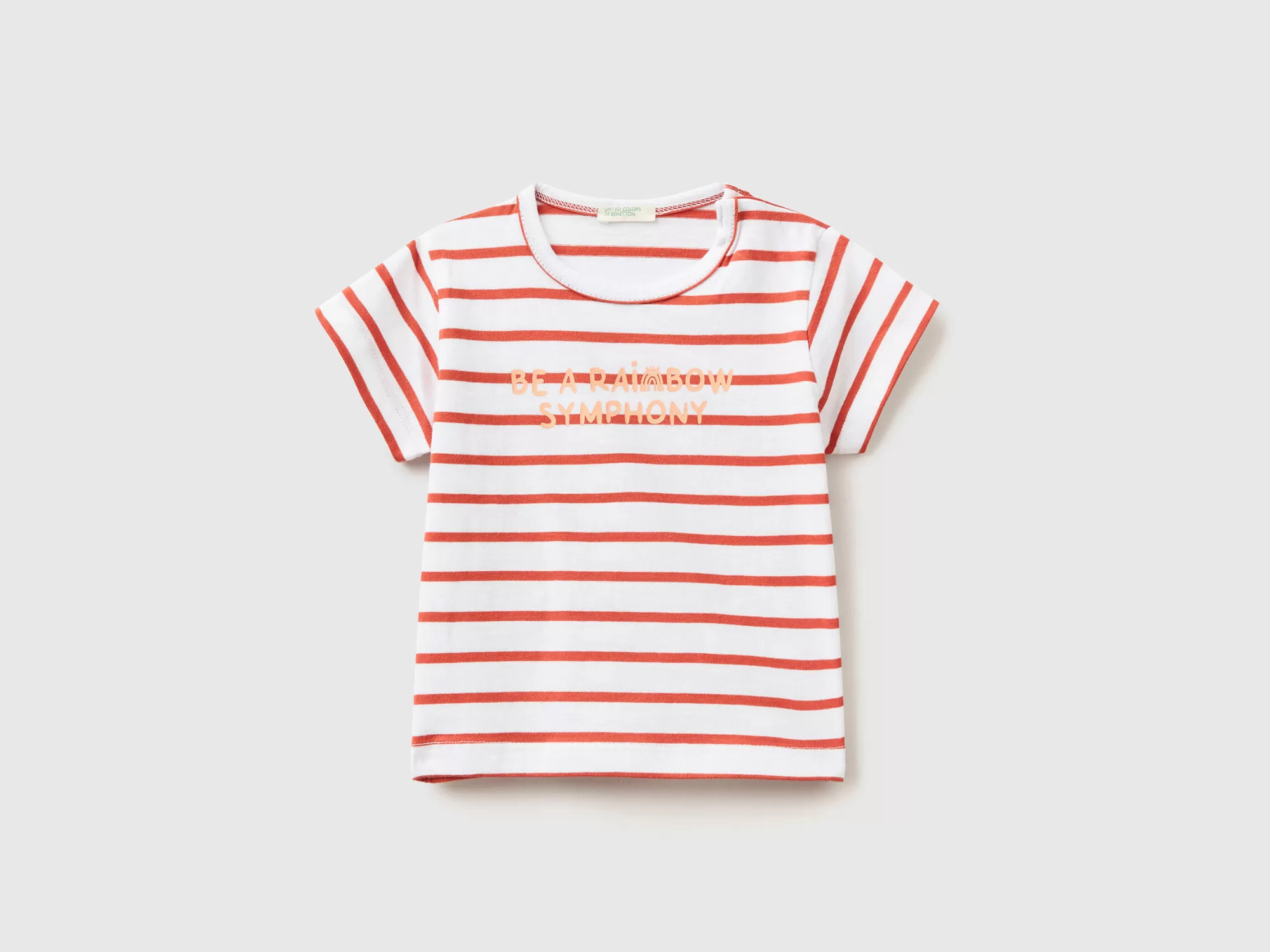 Benetton Camiseta De Rayas Con Eslogan-Niños Sudaderas Y Camisetas