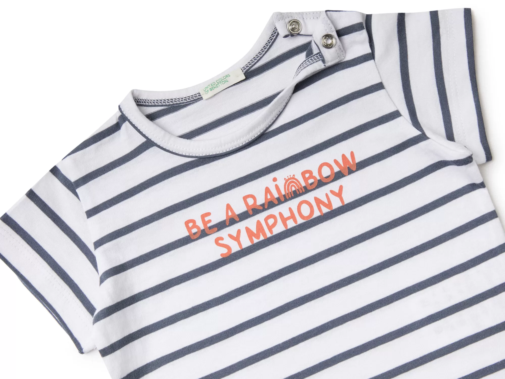 Benetton Camiseta De Rayas Con Eslogan-Niños Sudaderas Y Camisetas