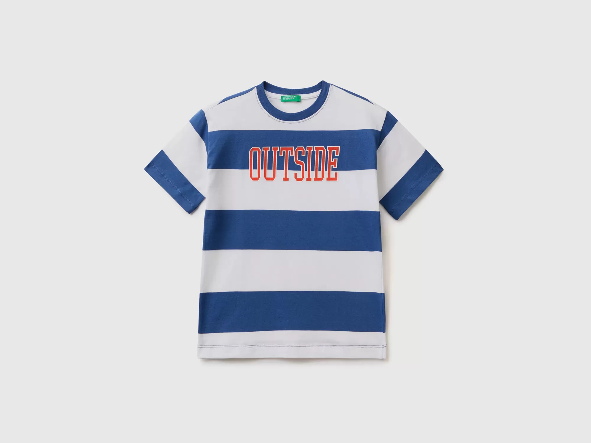 Benetton Camiseta De Rayas Con Estampado-Niños Camisetas Y Camisas