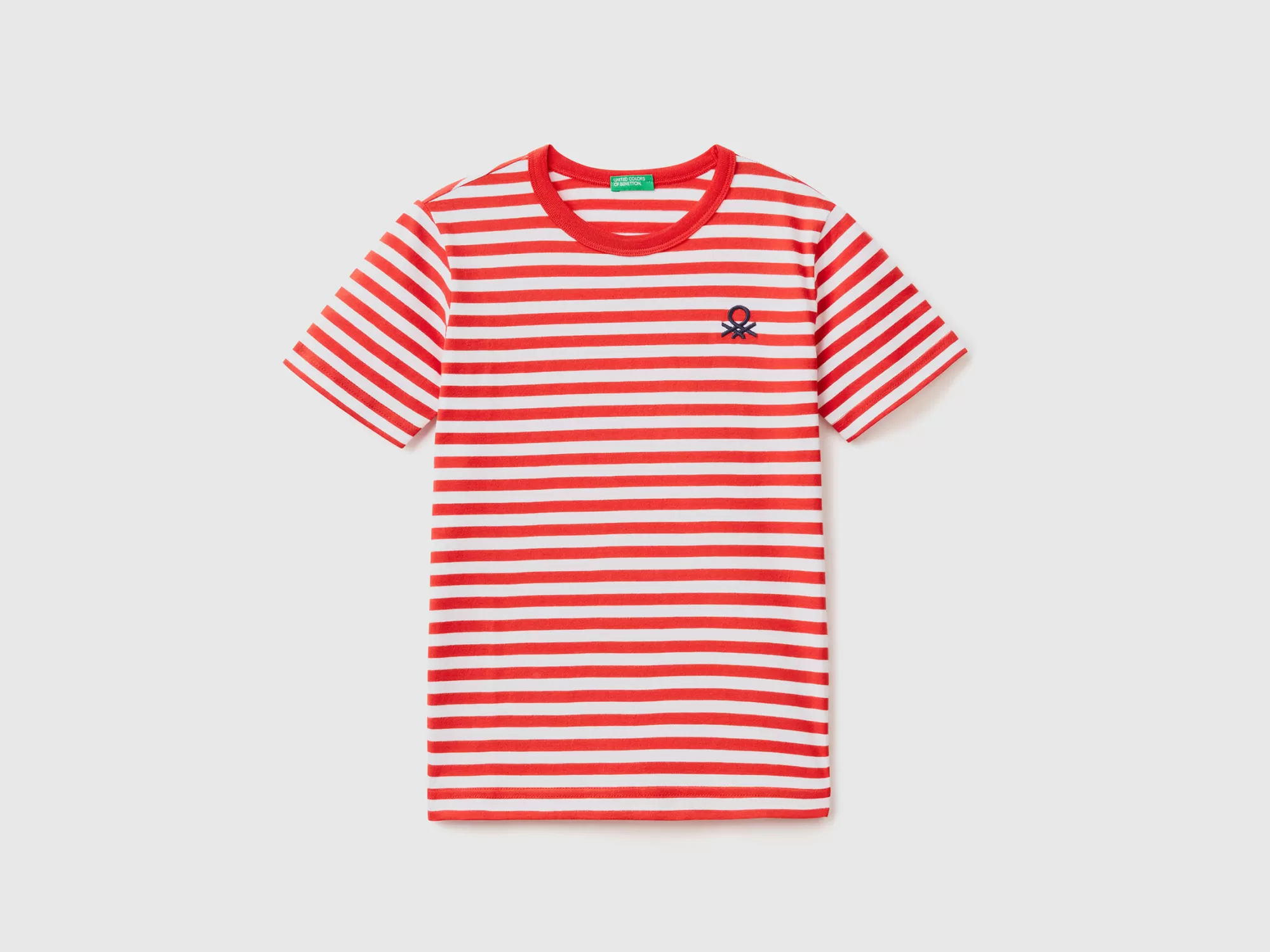 Benetton Camiseta De Rayas De 100 % Algodón-Niños Camisetas Y Camisas