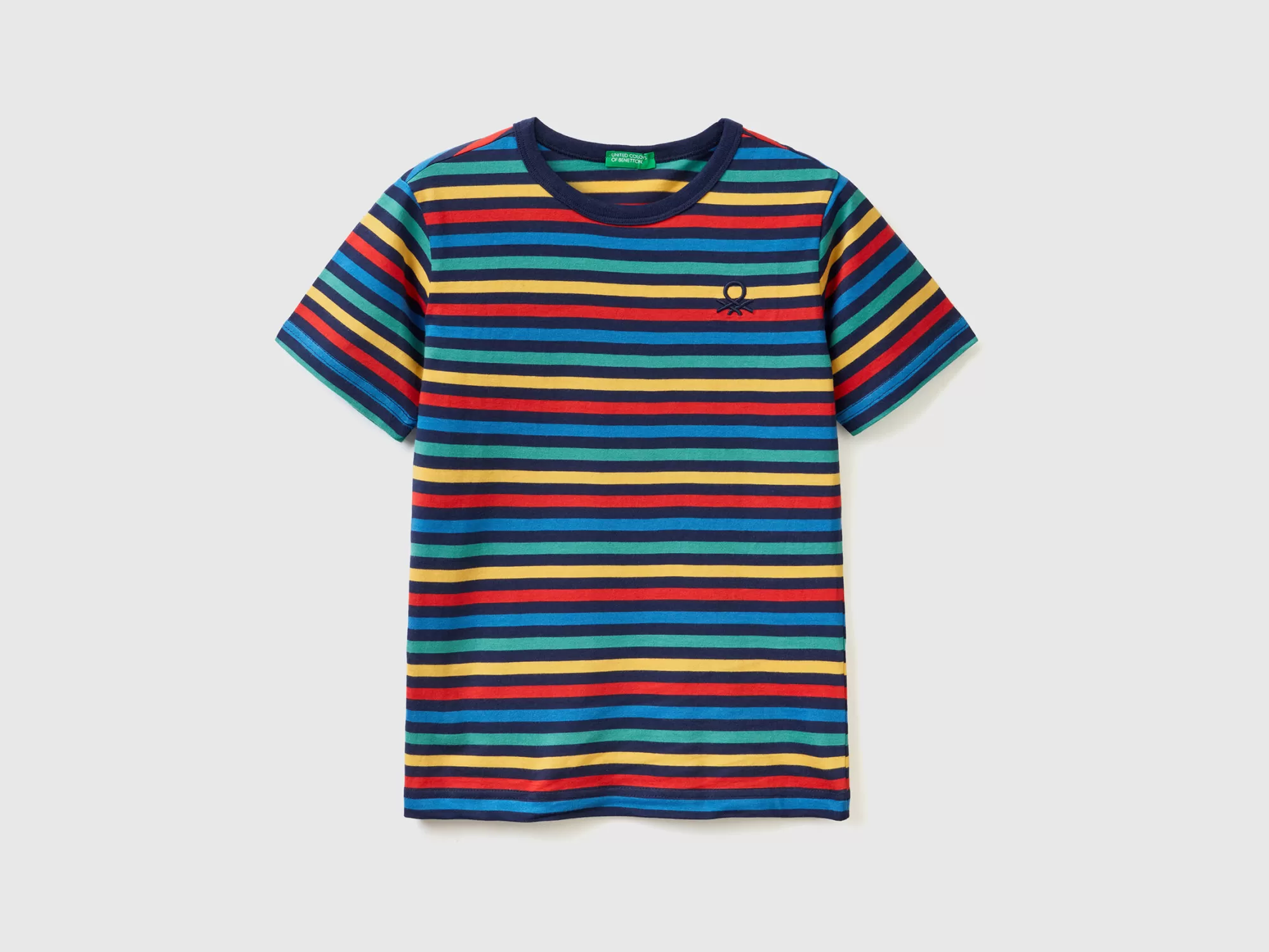 Benetton Camiseta De Rayas De 100 % Algodón-Niños Camisetas Y Camisas