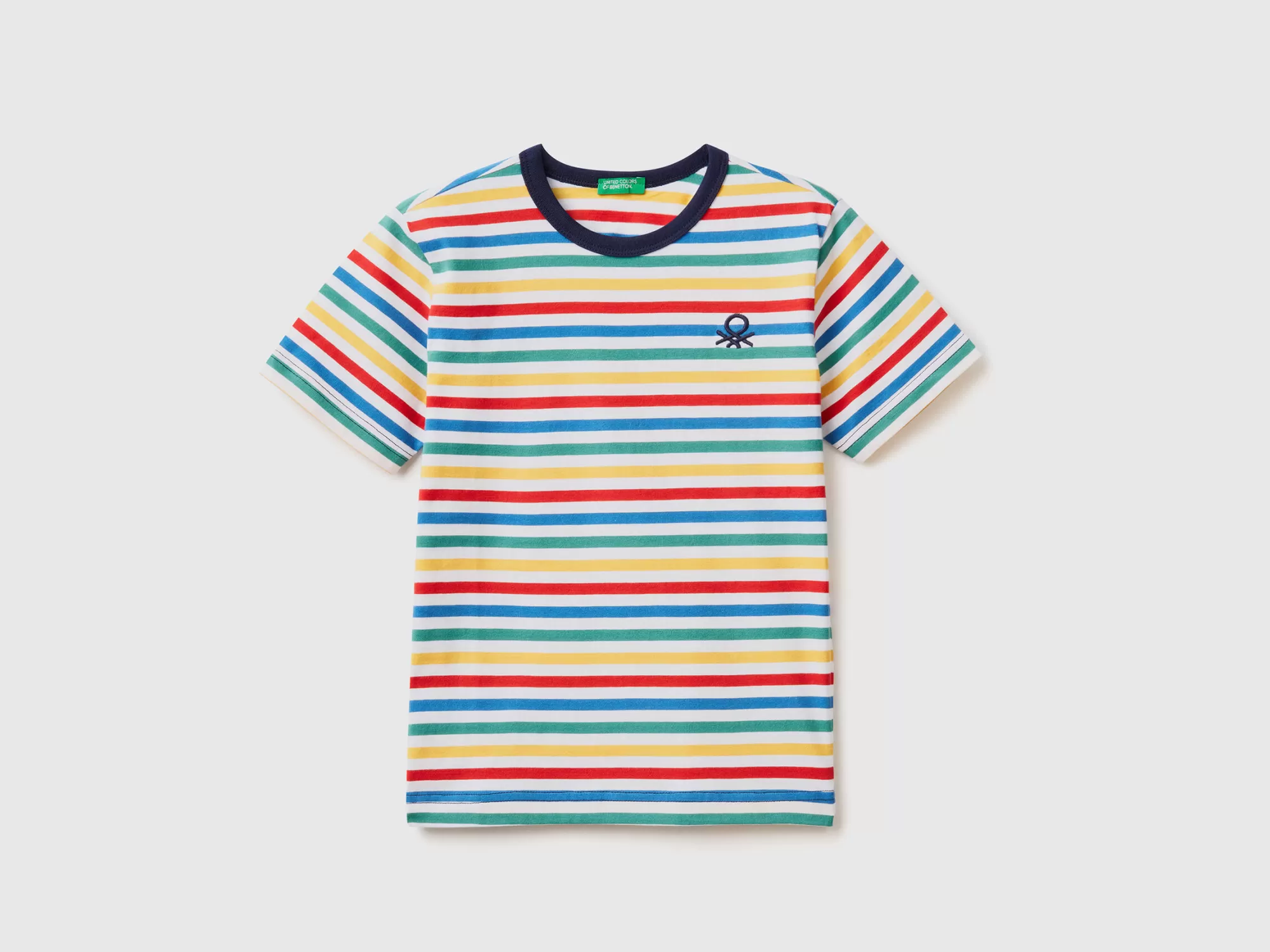 Benetton Camiseta De Rayas De 100 % Algodón-Niños Camisetas Y Camisas