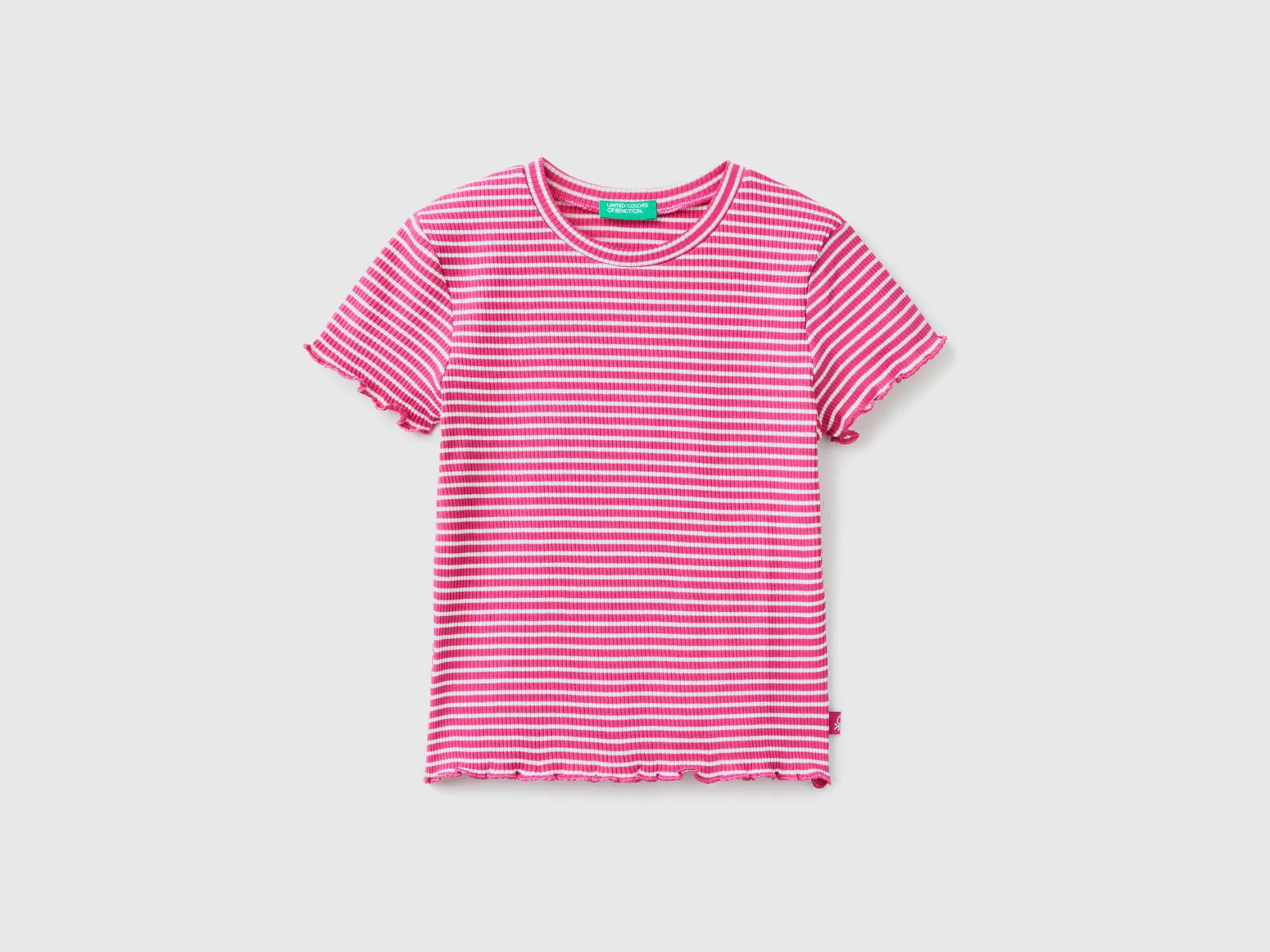 Benetton Camiseta De Rayas De Algodón Elastico-Niños Camisetas Y Camisas