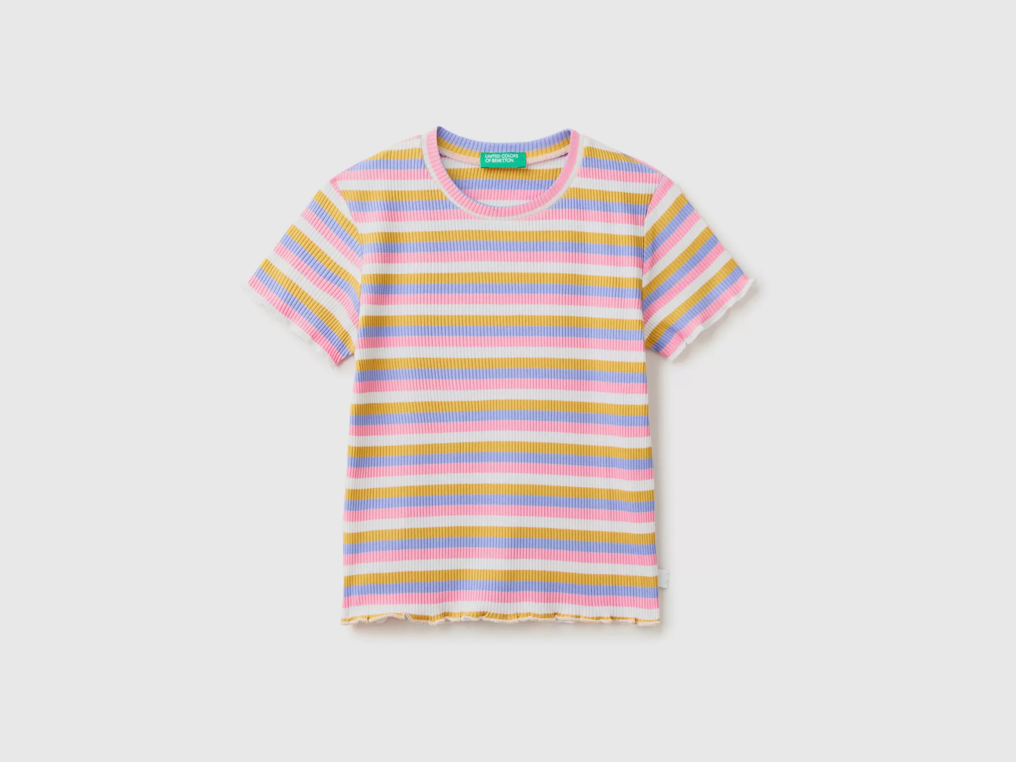 Benetton Camiseta De Rayas De Algodón Elastico-Niños Camisetas Y Camisas