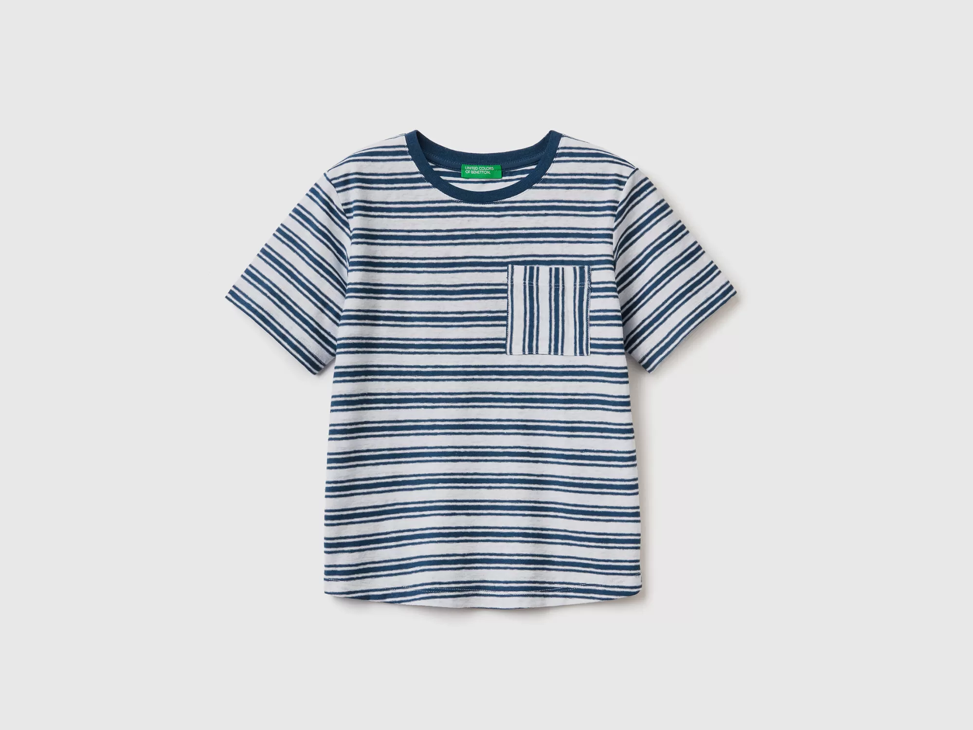 Benetton Camiseta De Rayas De Lino Mixto-Niños Camisetas Y Camisas