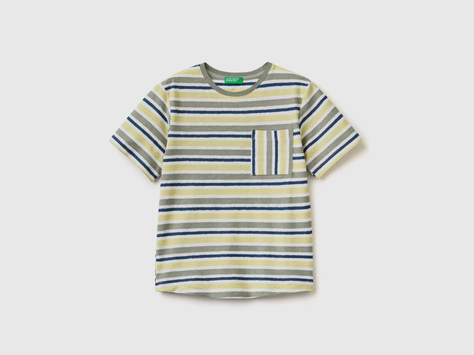 Benetton Camiseta De Rayas De Lino Mixto-Niños Camisetas Y Camisas