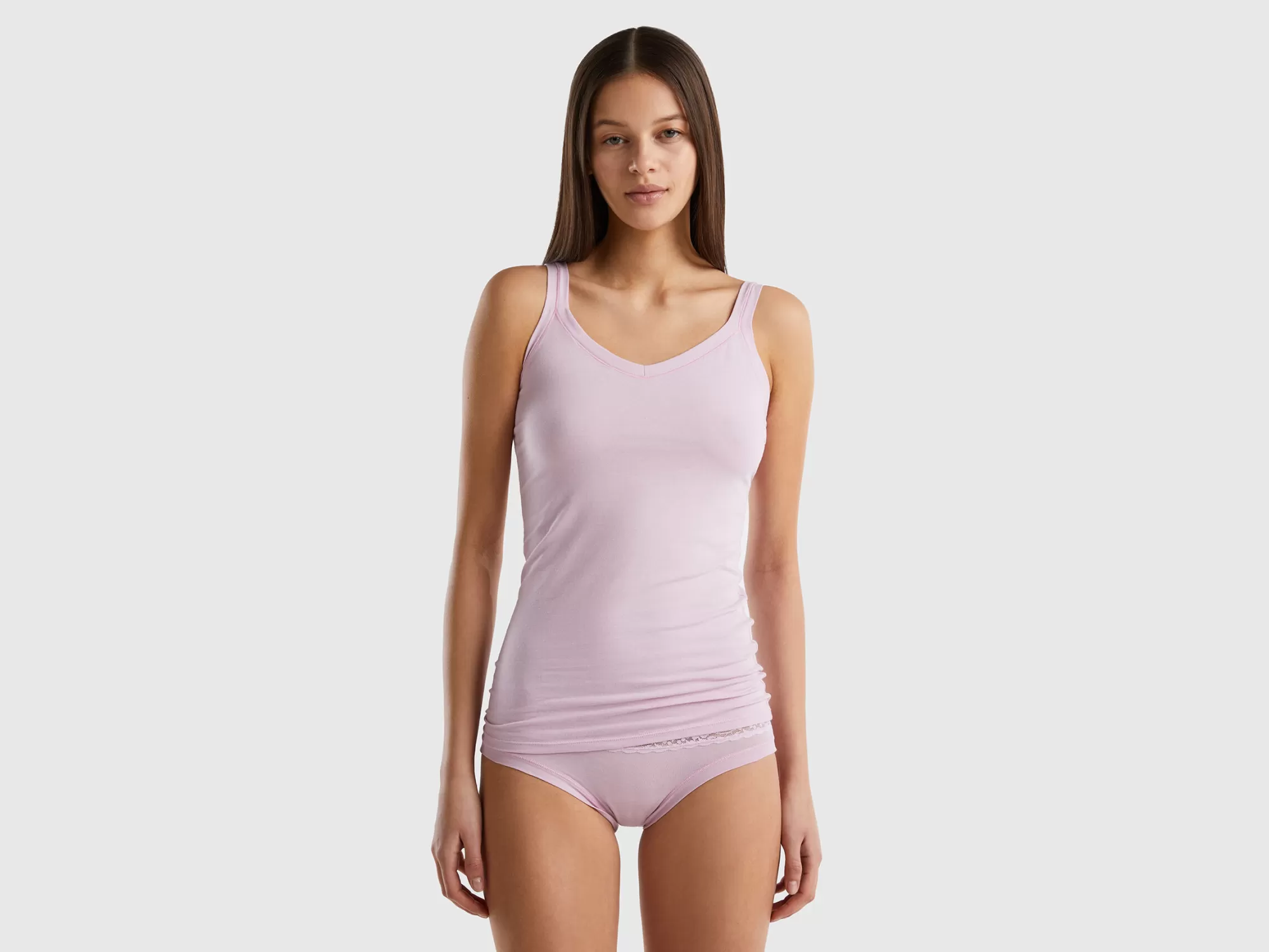 Benetton Camiseta De Tirantes De Algodón Organico Super Stretch-Mujer Ropa Interior Y Pijamas