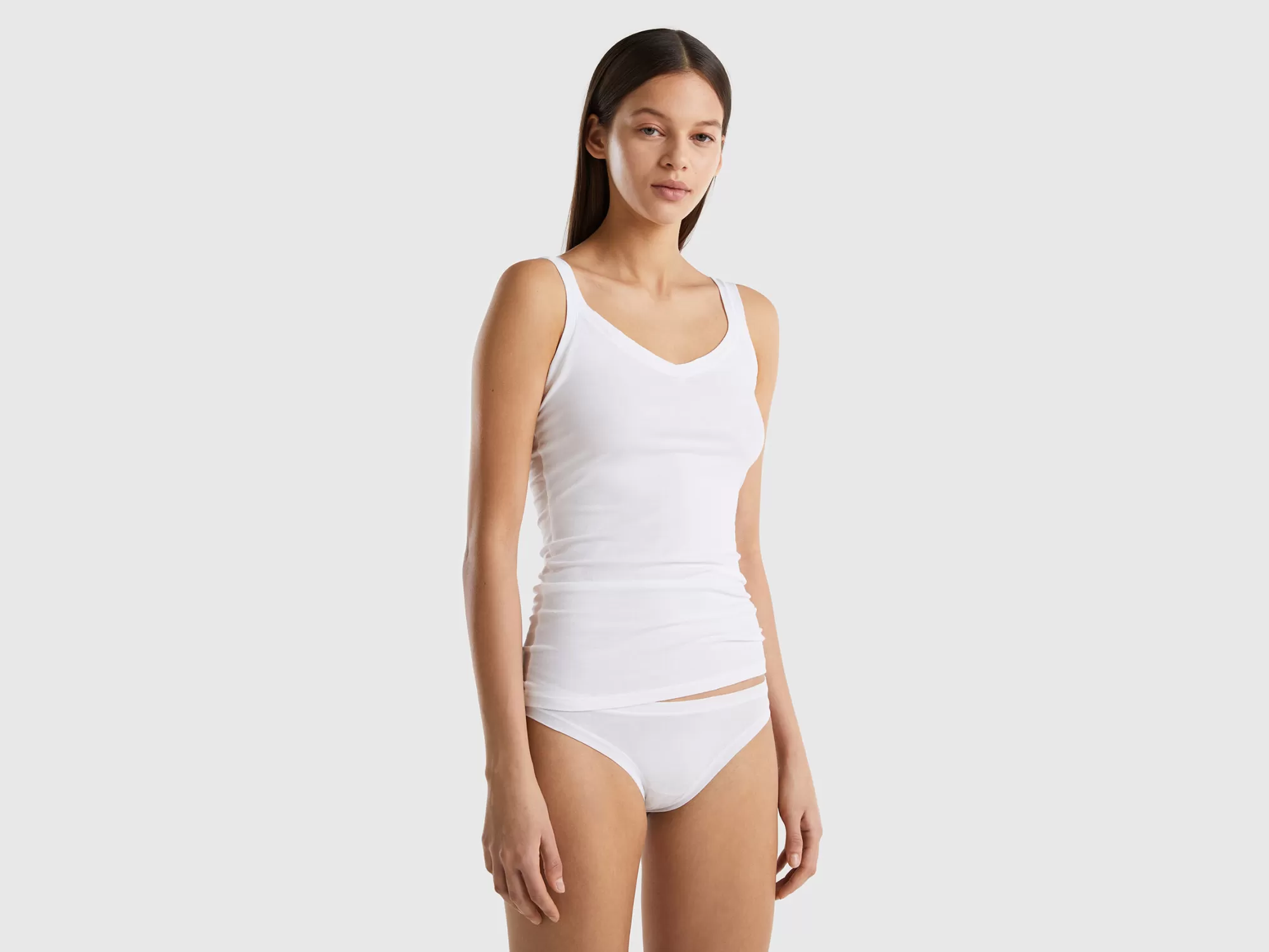 Benetton Camiseta De Tirantes De Algodón Organico Super Stretch-Mujer Ropa Interior Y Pijamas