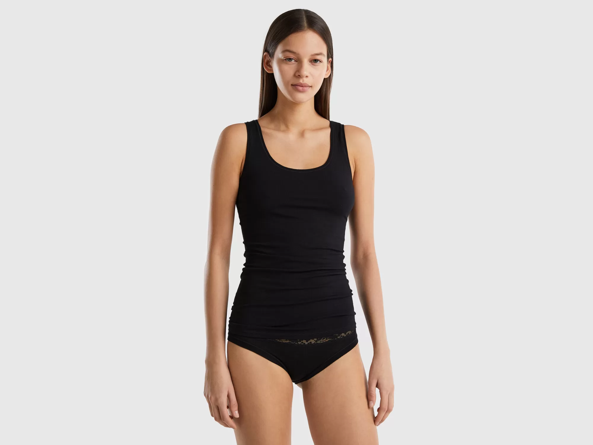 Benetton Camiseta De Tirantes De Algodón Organico Super Stretch-Mujer Ropa Interior Y Pijamas