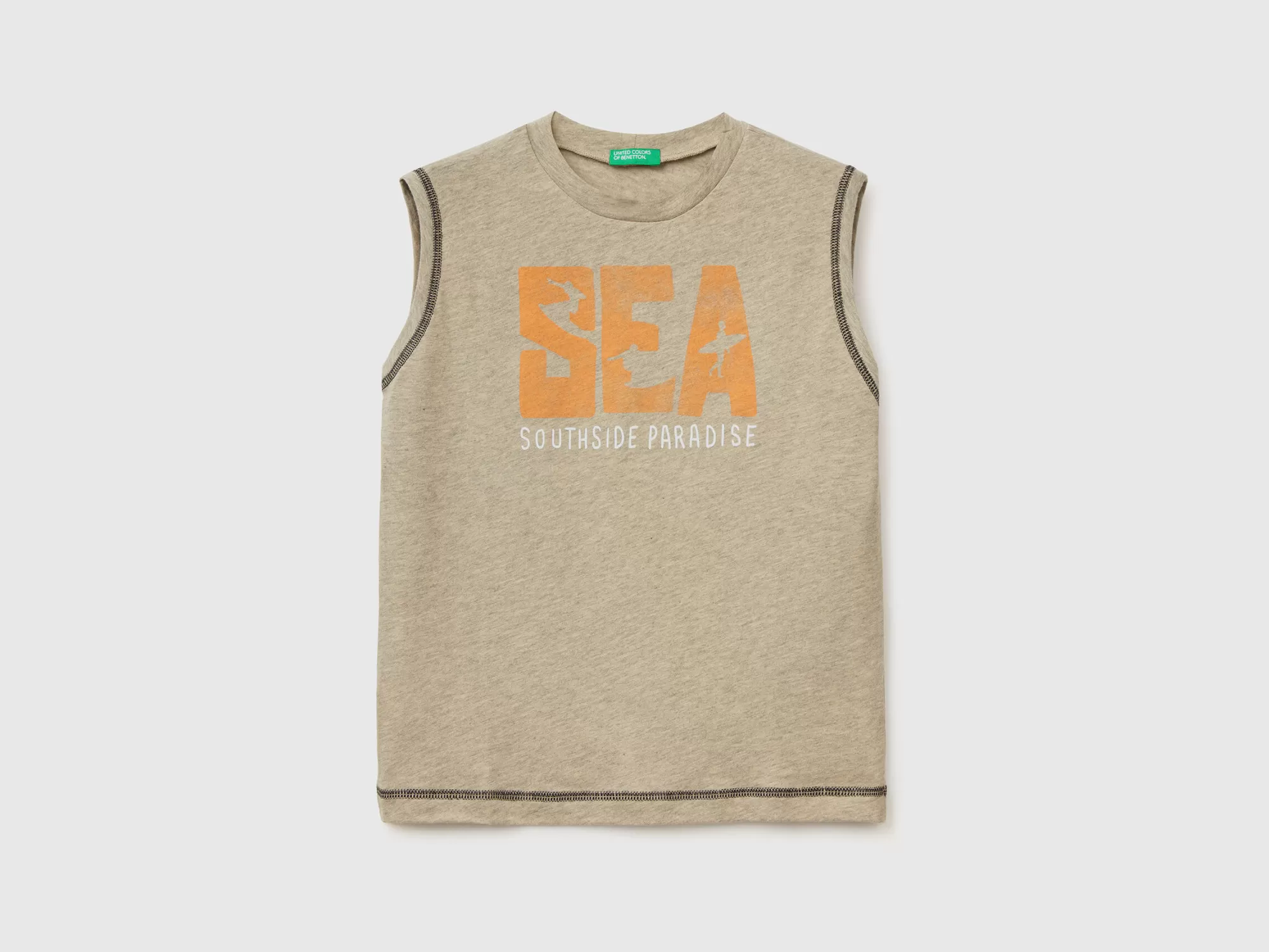 Benetton Camiseta De Tirantes Jaspeada Con Eslogan-Niños Camisetas Y Camisas