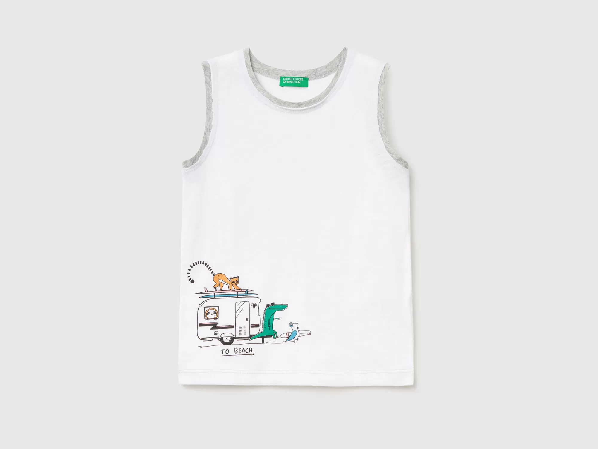 Benetton Camiseta De Tirantes Ligera Con Estampado-Niños Camisetas Y Camisas