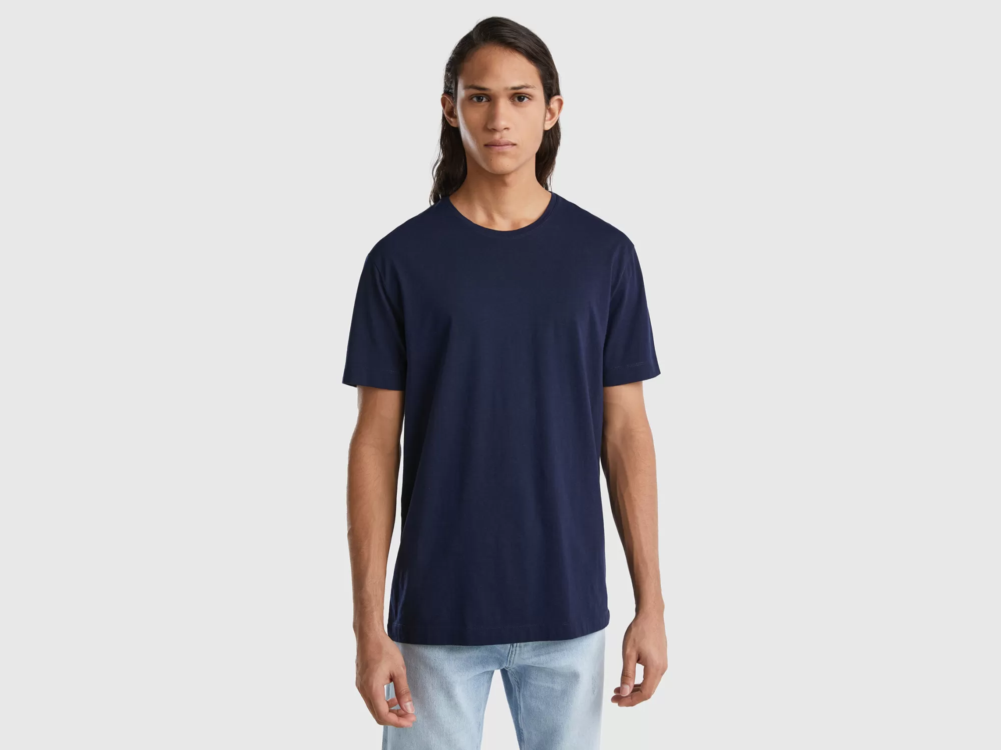 Benetton Camiseta En Mezcla De Algodón Y Cachemir-Hombre Camisetas