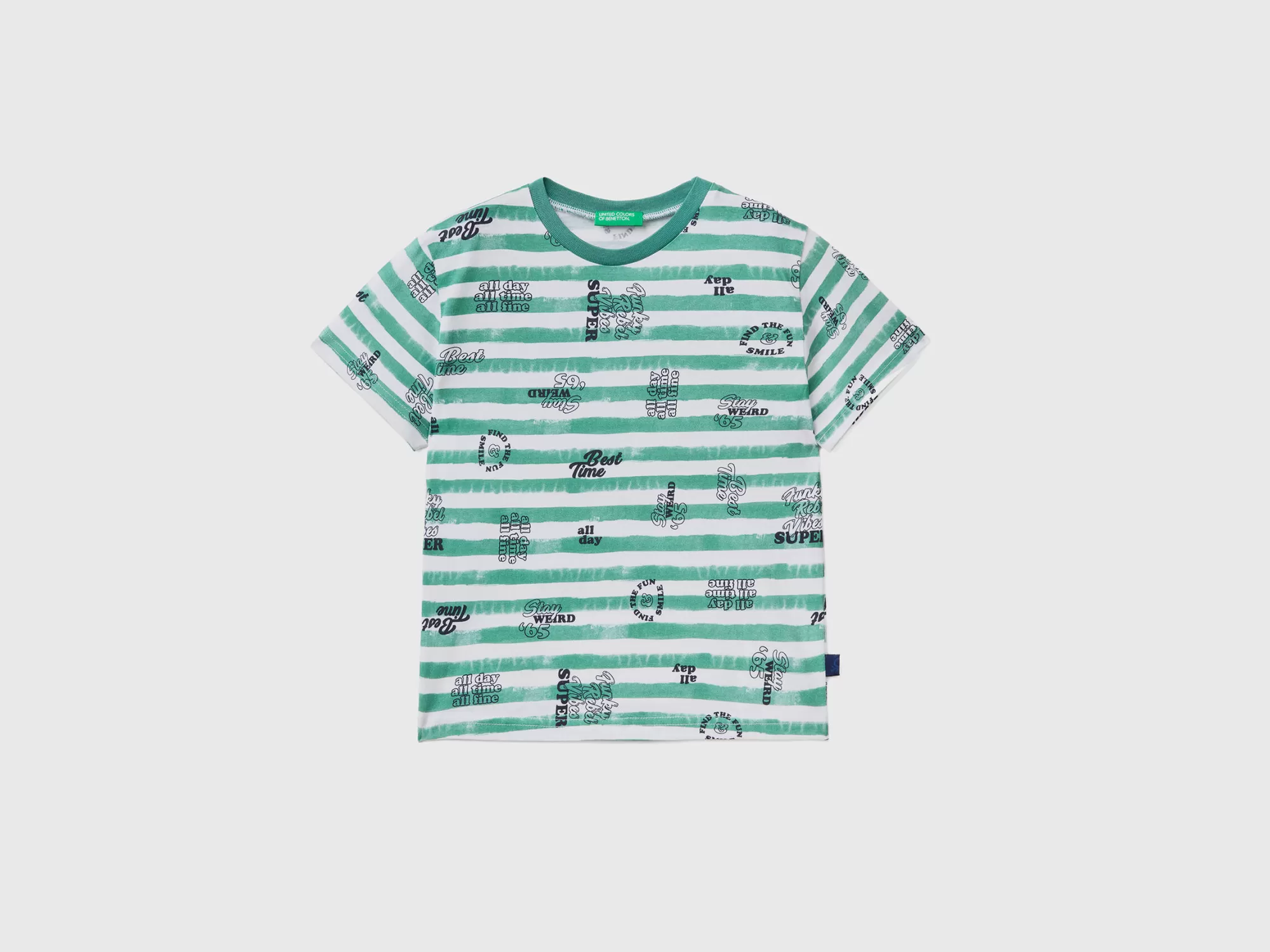 Benetton Camiseta Estampada De 100 % Algodón-Niños Camisetas Y Camisas