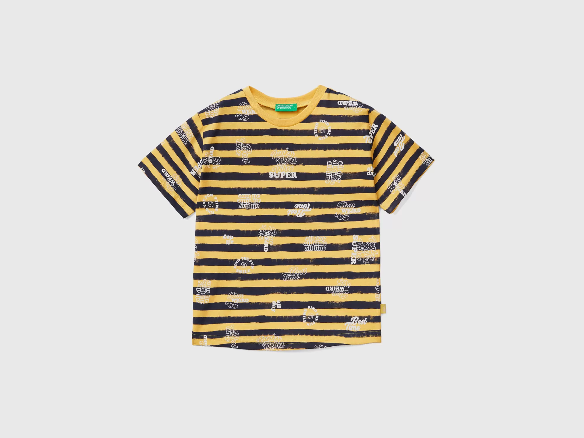 Benetton Camiseta Estampada De 100 % Algodón-Niños Camisetas Y Camisas