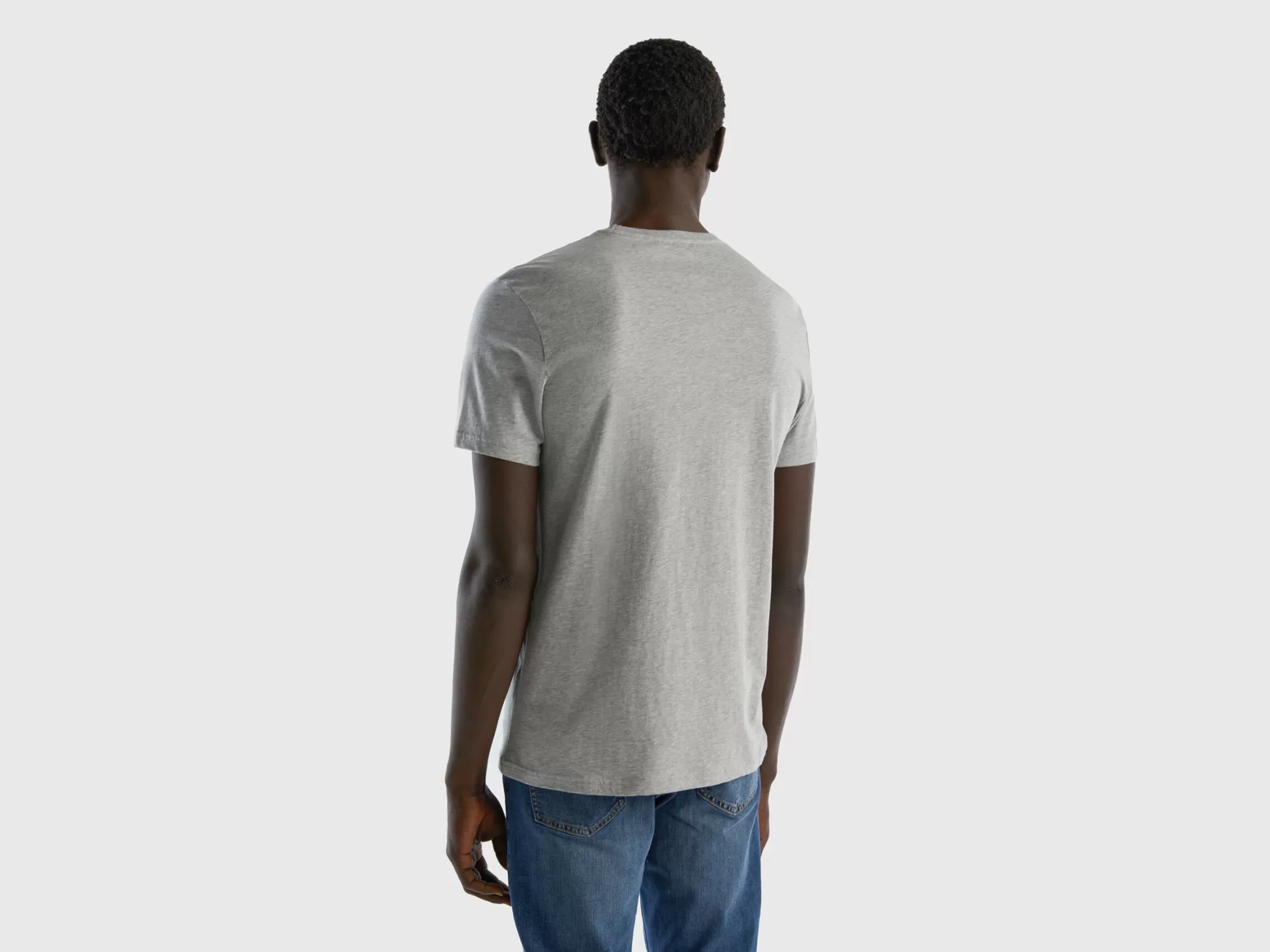 Benetton Camiseta Gris Jaspeada-Hombre Camisetas