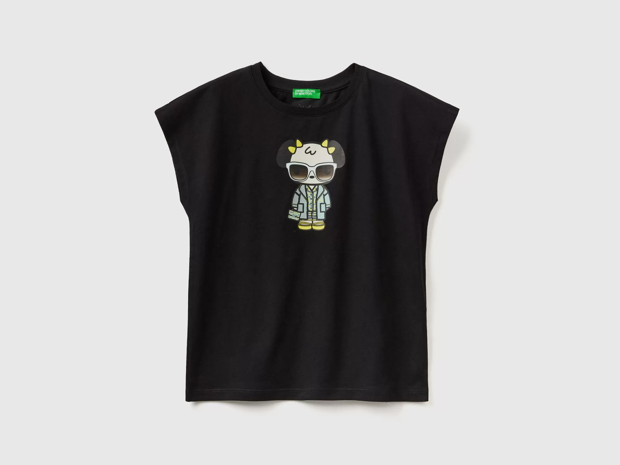 Benetton Camiseta Negra Be Family-Niños Camisetas Y Camisas