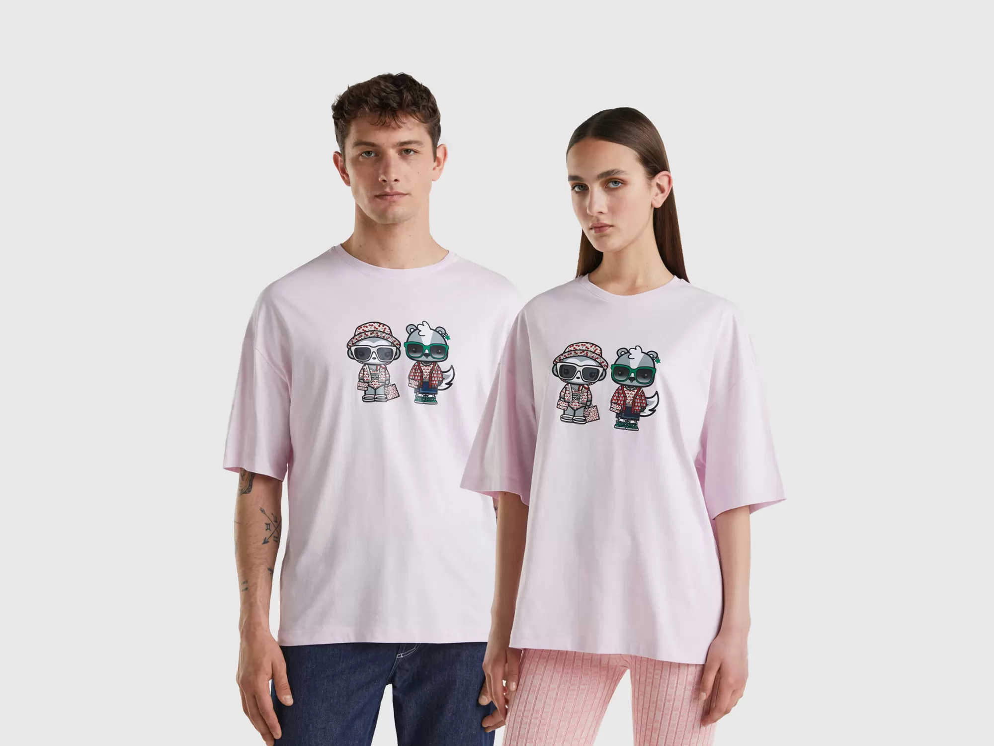 Benetton Camiseta Oversize Rosa Claro Be Family-Hombre Camisetas