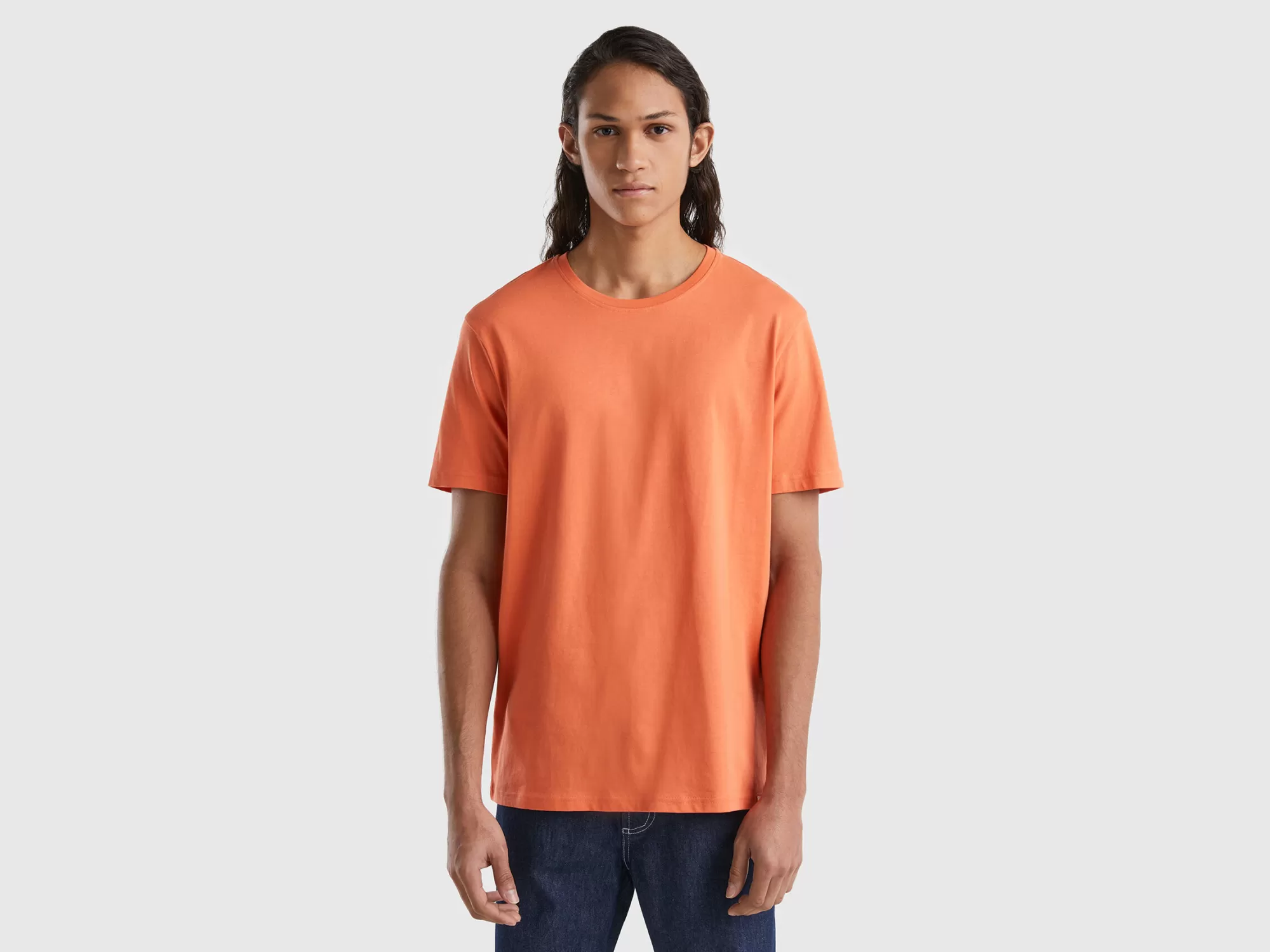 Benetton Camiseta Rojo Ladrillo-Hombre Camisetas