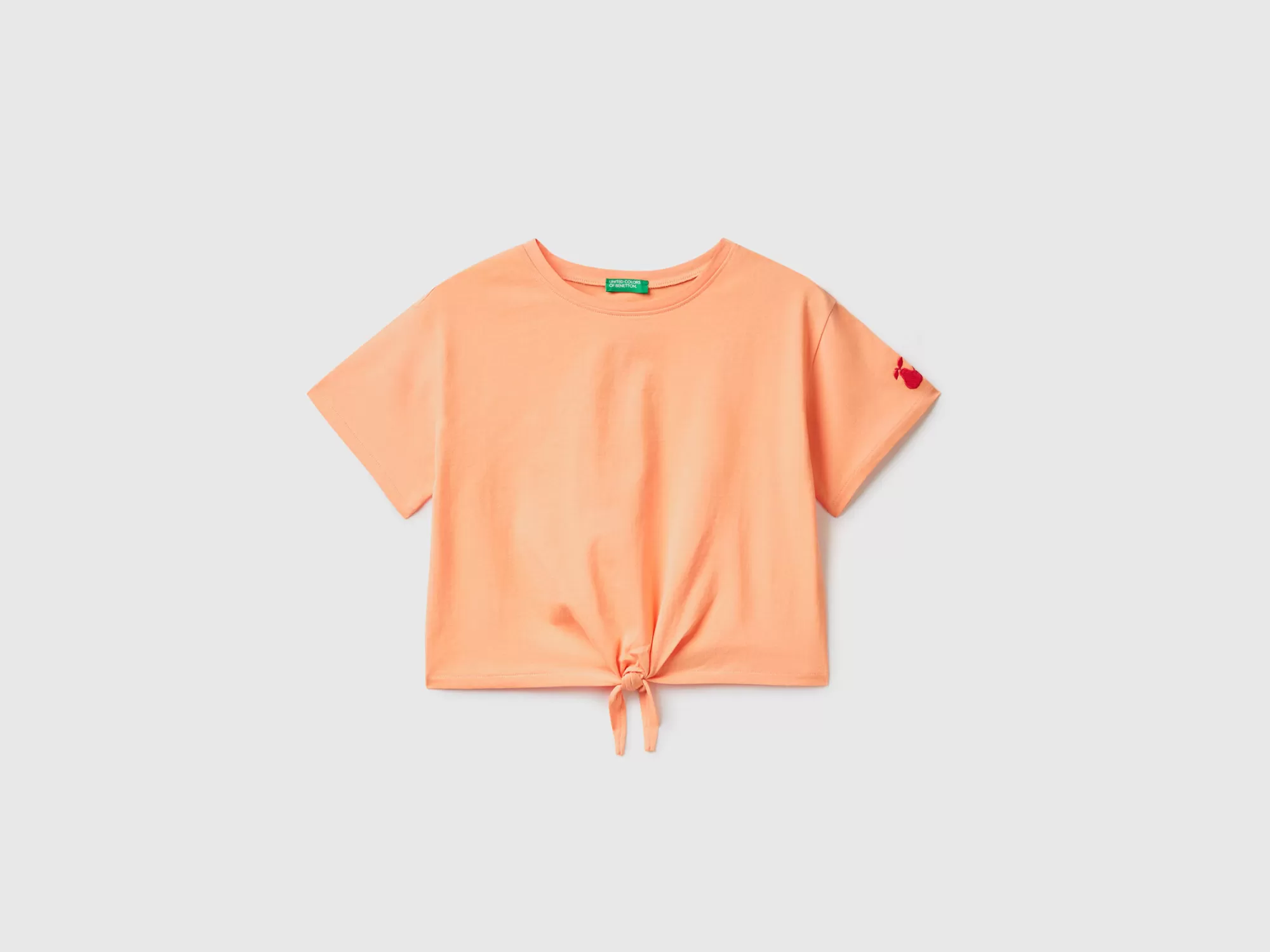 Benetton Camiseta Rosa Con Parche Y Nudo-Niños Camisetas Y Camisas