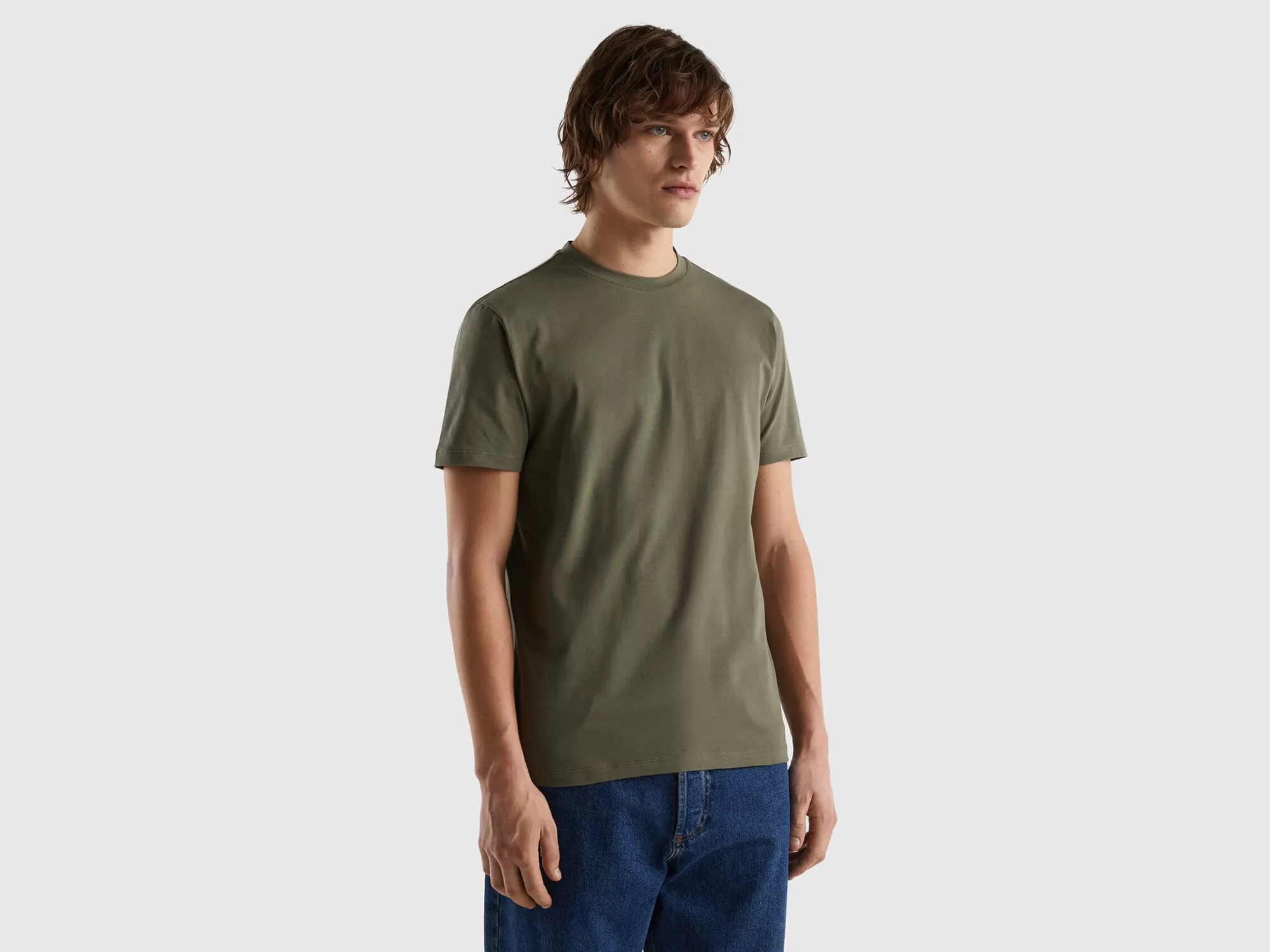 Benetton Camiseta Slim Fit De Algodón Elastico-Hombre Camisetas