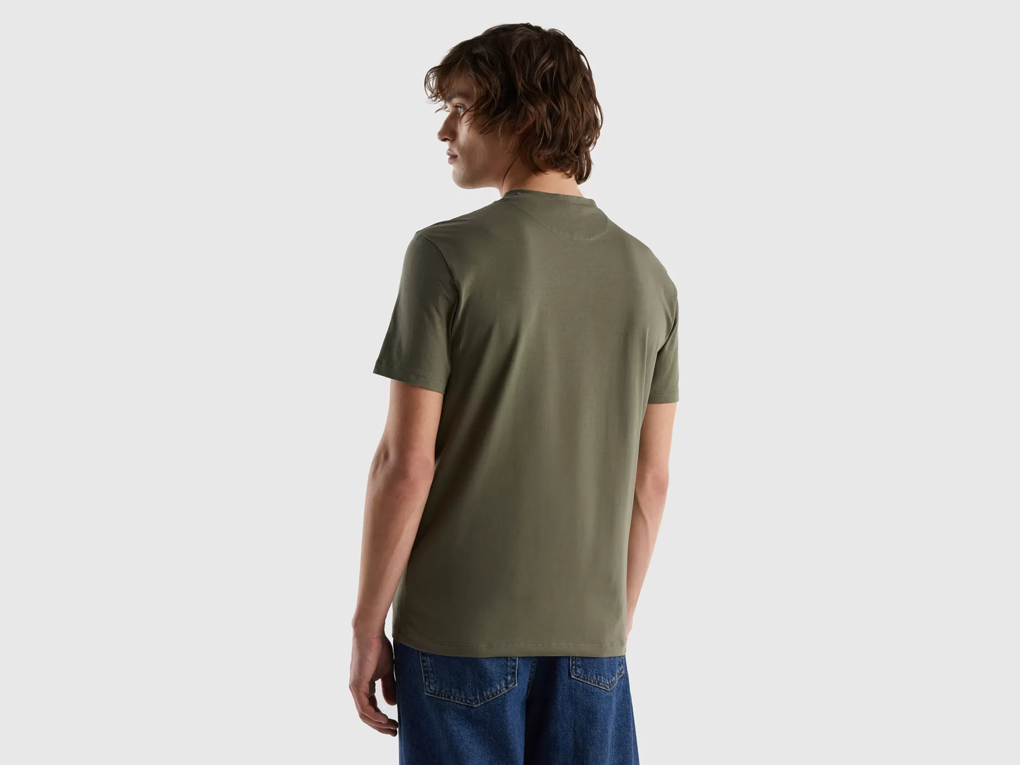 Benetton Camiseta Slim Fit De Algodón Elastico-Hombre Camisetas