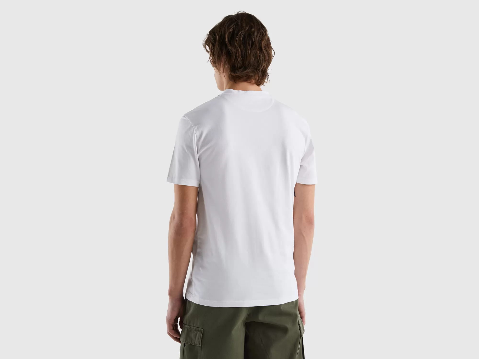 Benetton Camiseta Slim Fit De Algodón Elastico-Hombre Camisetas