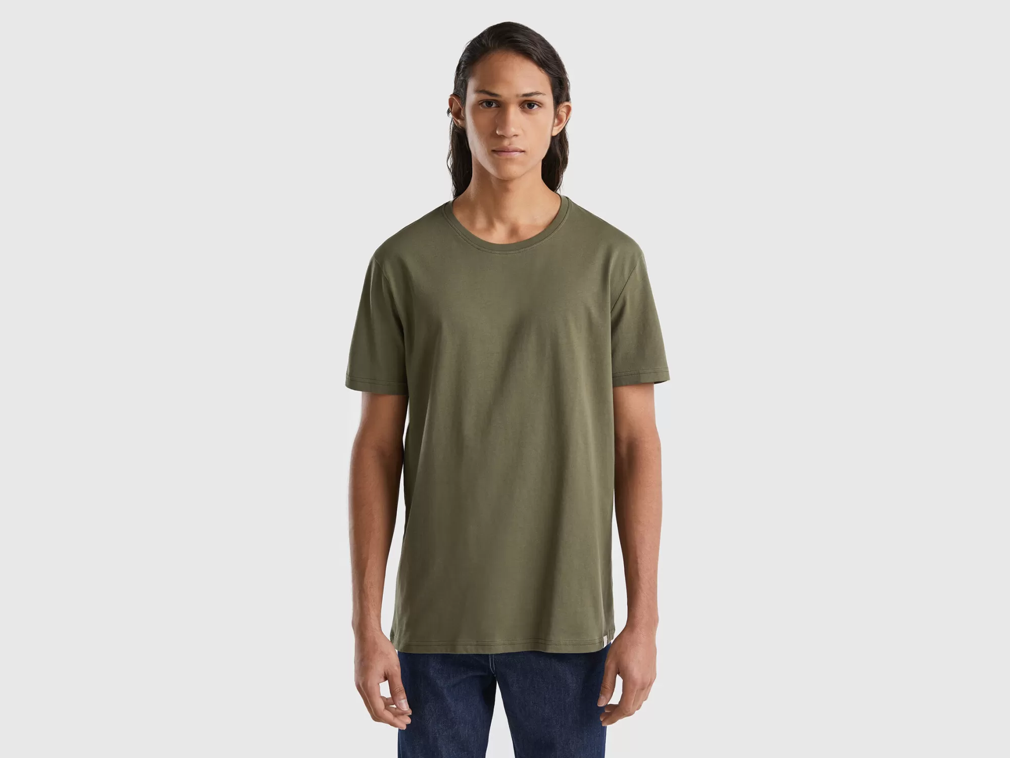 Benetton Camiseta Verde-Hombre Camisetas