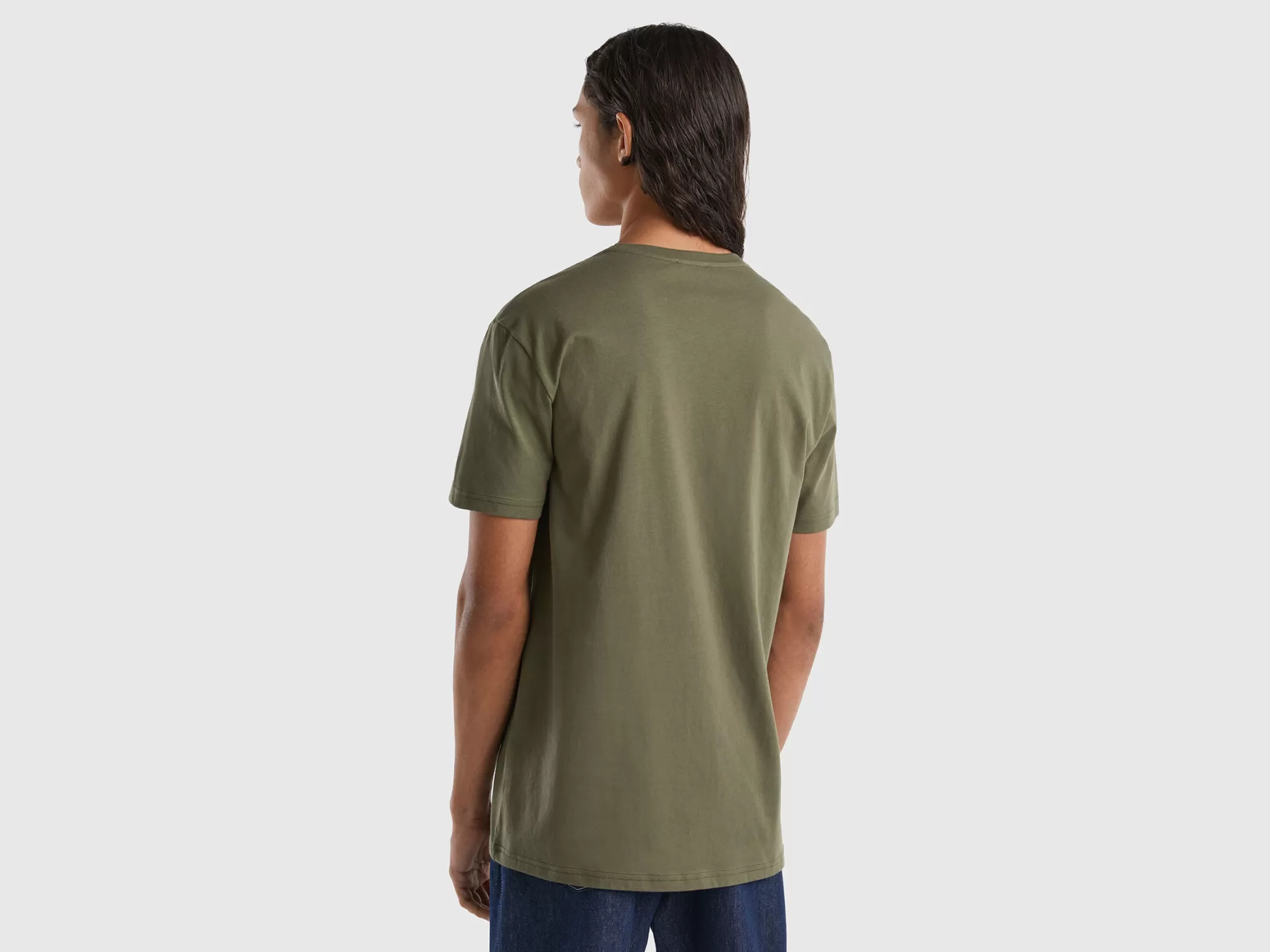 Benetton Camiseta Verde-Hombre Camisetas