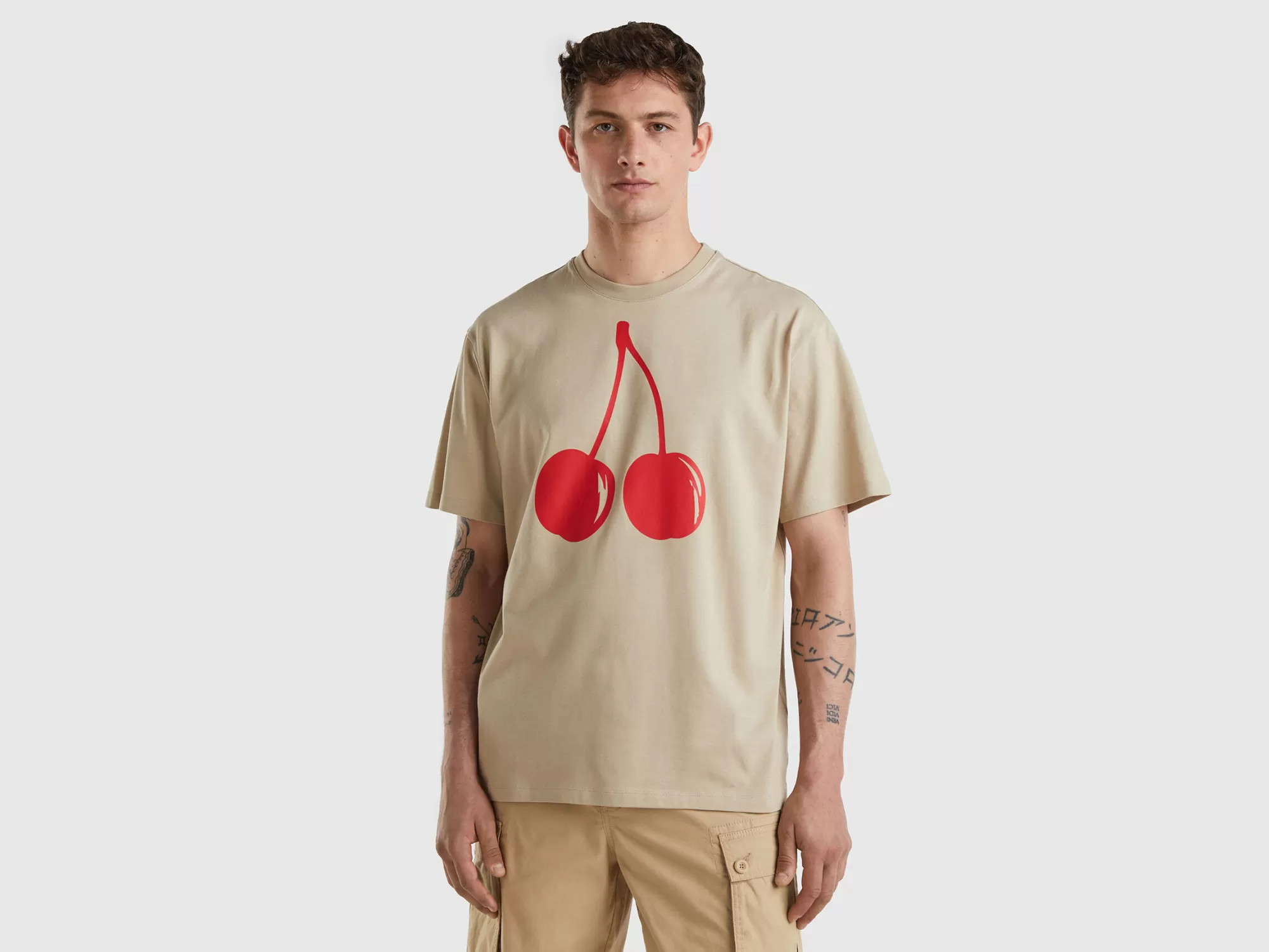 Benetton Camisetacon Estampado De Cereza-Hombre Camisetas