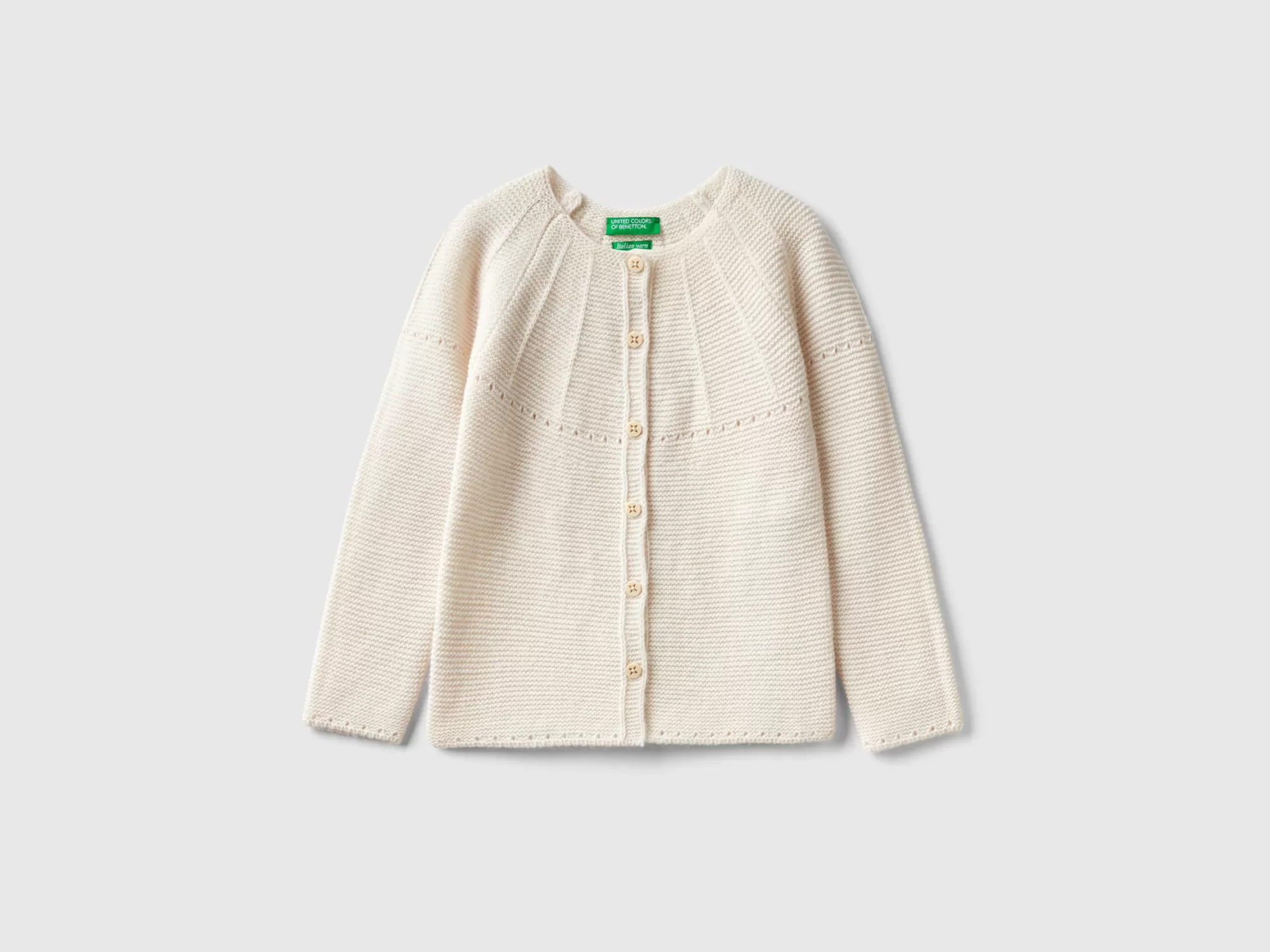 Benetton Cardigan Con Detalles Perforados-Niños Prendas De Punto