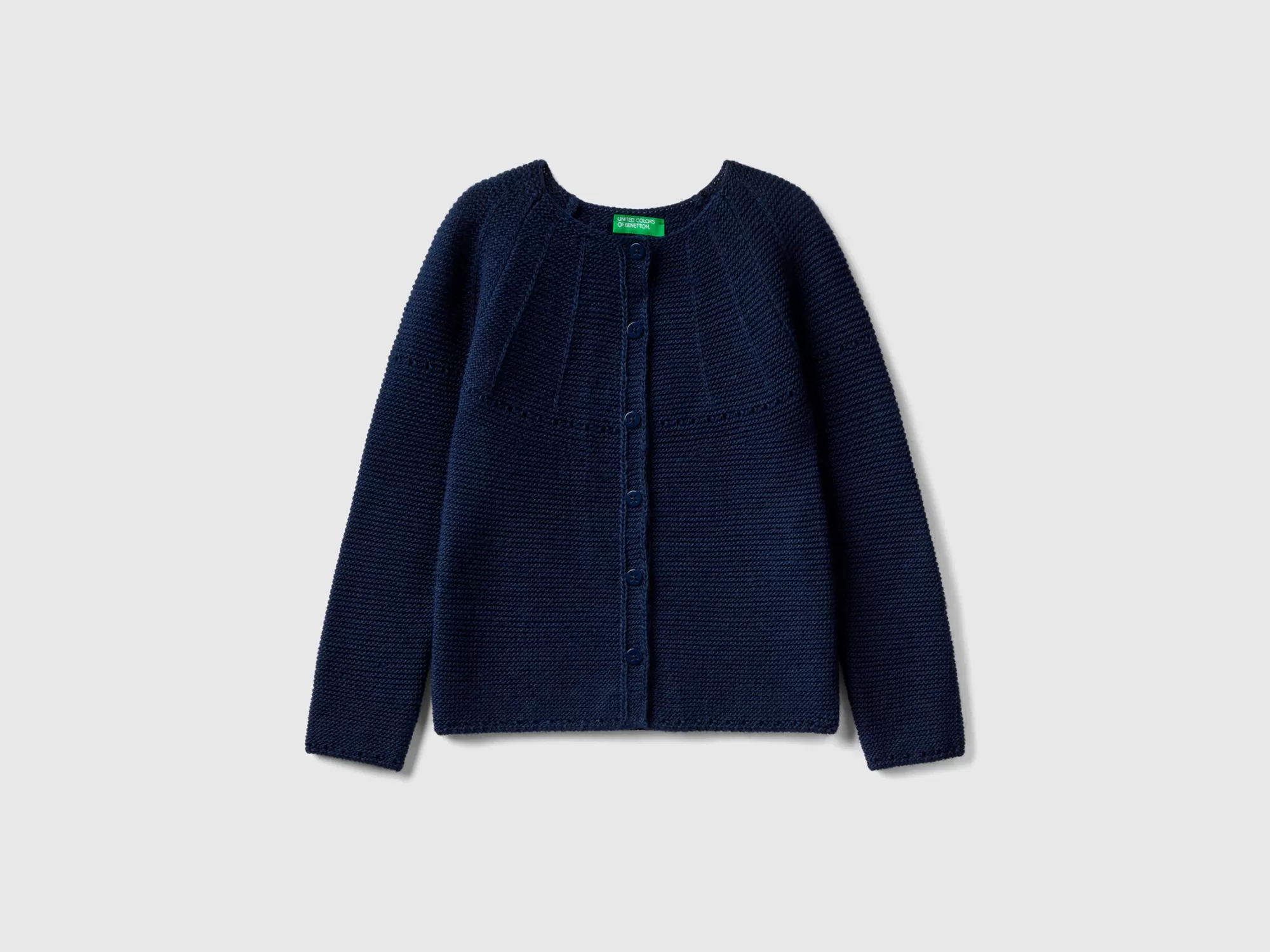 Benetton Cardigan Con Detalles Perforados-Niños Prendas De Punto