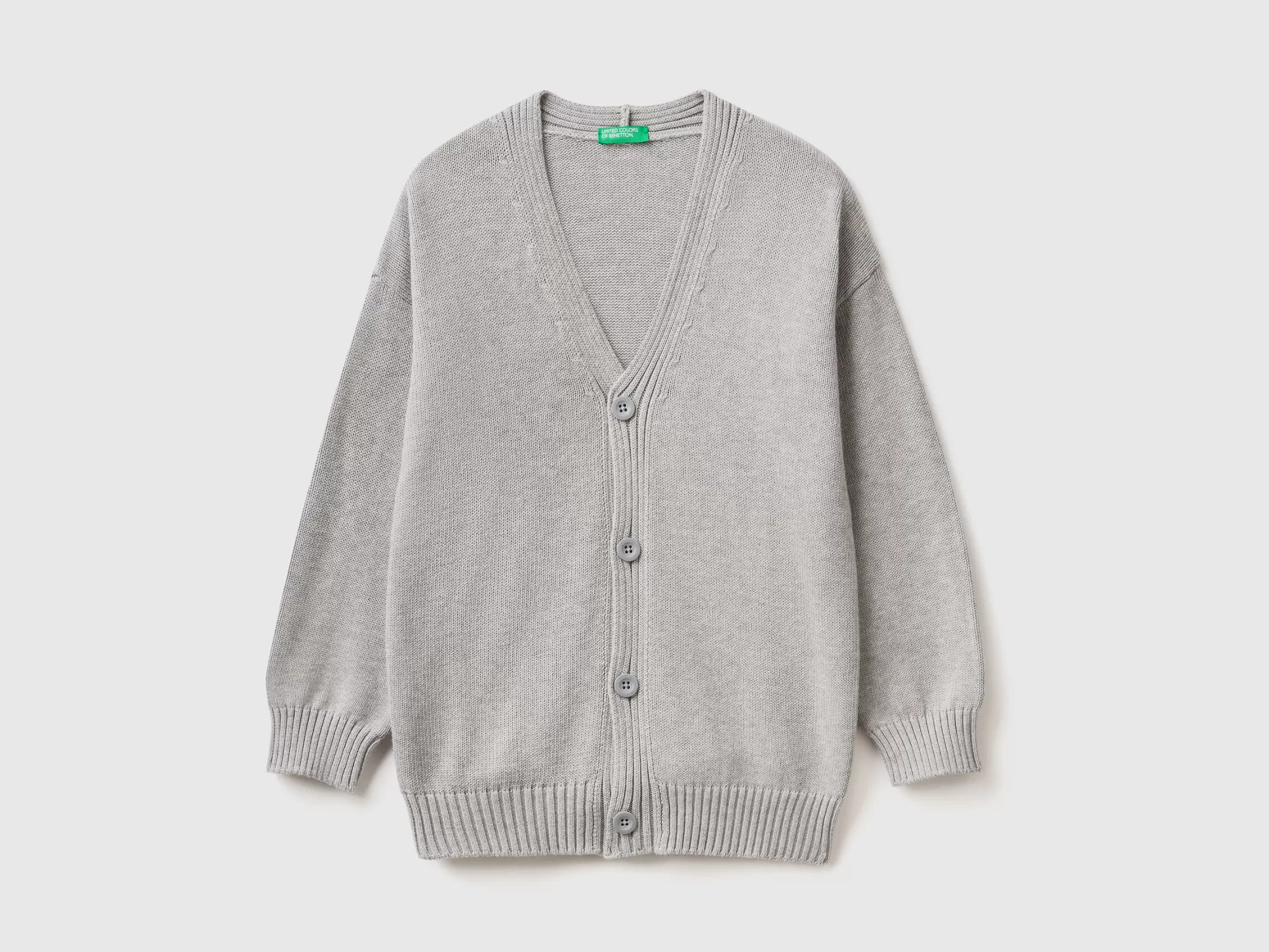 Benetton Cardigan De Algodón Con Escote De Pico-Niños Prendas De Punto