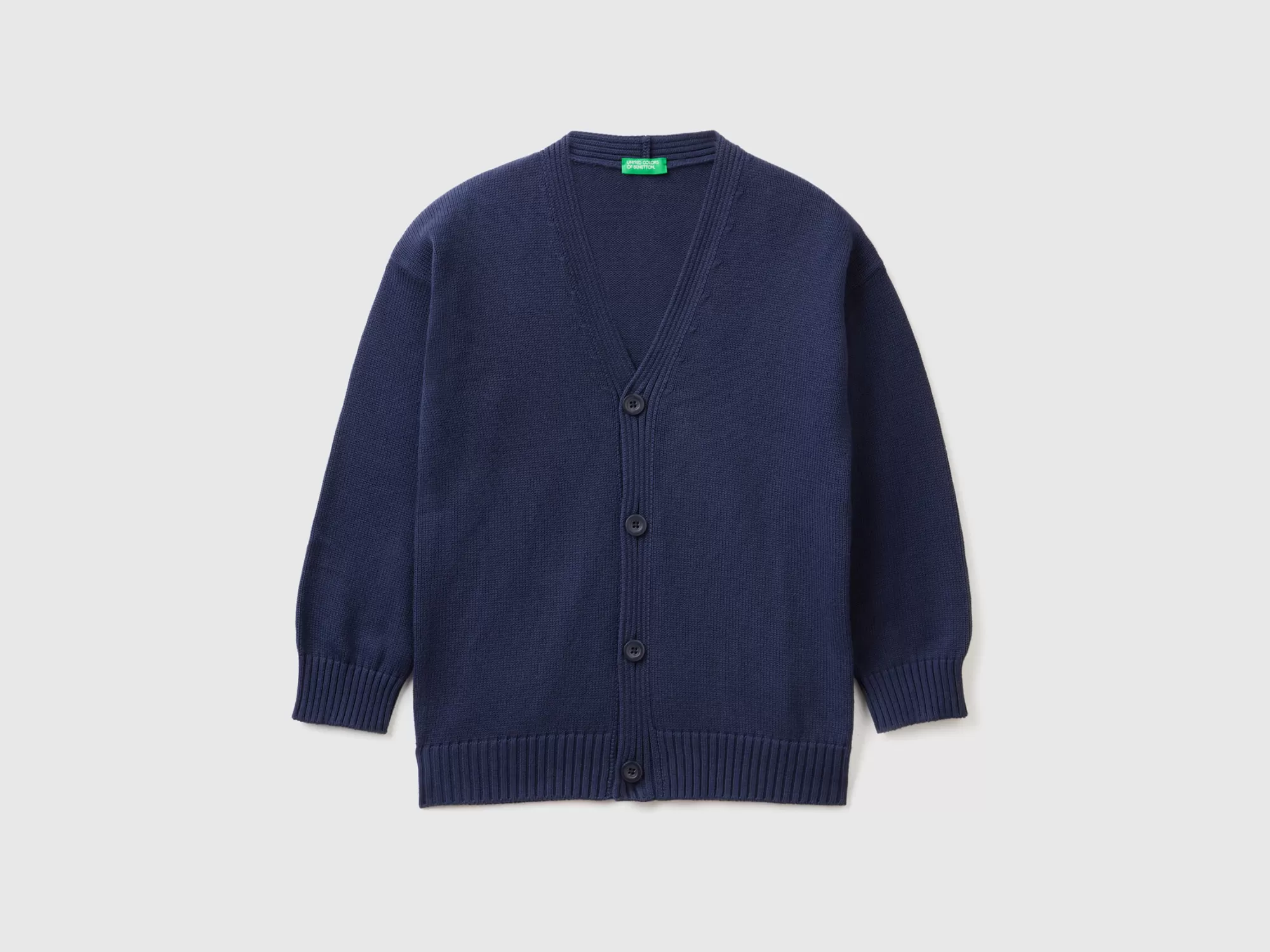 Benetton Cardigan De Algodón Con Escote De Pico-Niños Prendas De Punto