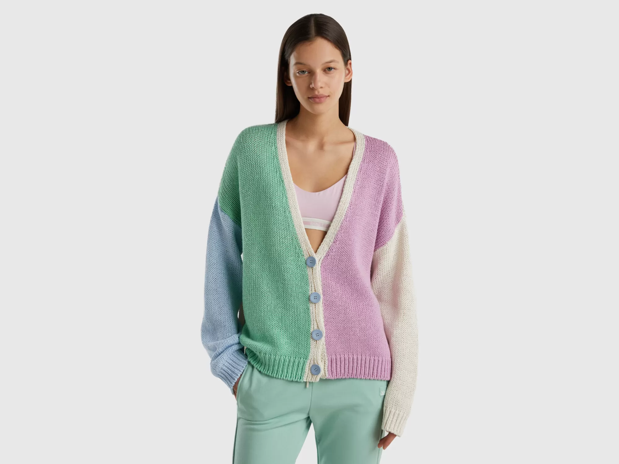 Benetton Cardigan De Algodón Mixto-Mujer Loungewear