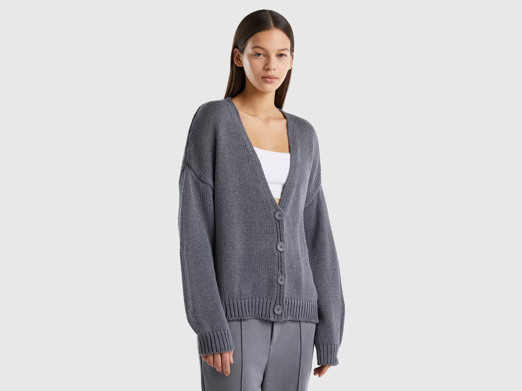 Benetton Cardigan De Algodón Mixto-Mujer Loungewear