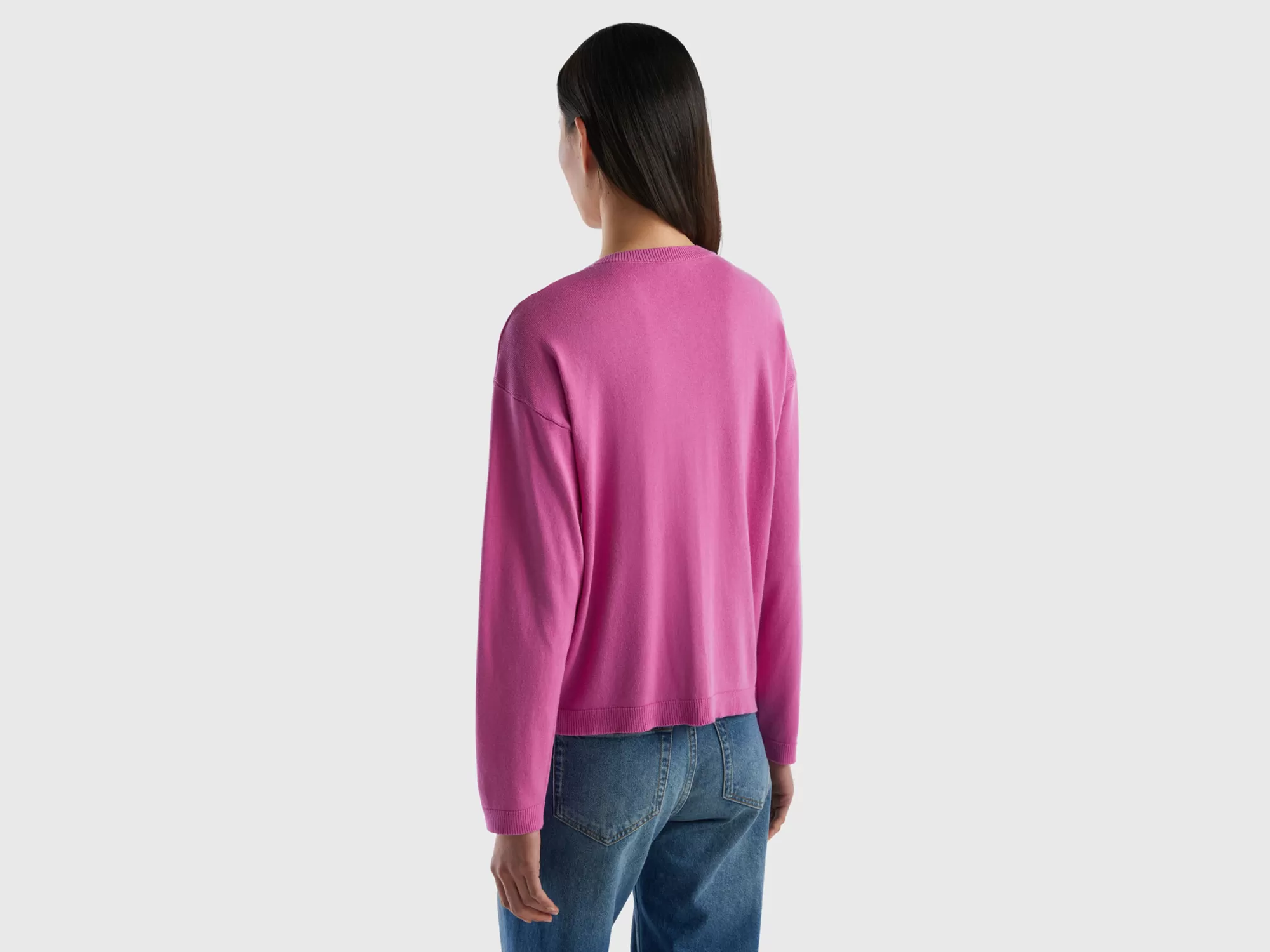 Benetton Cardigan De Cuello Redondo Con Botones-Mujer Prendas De Punto