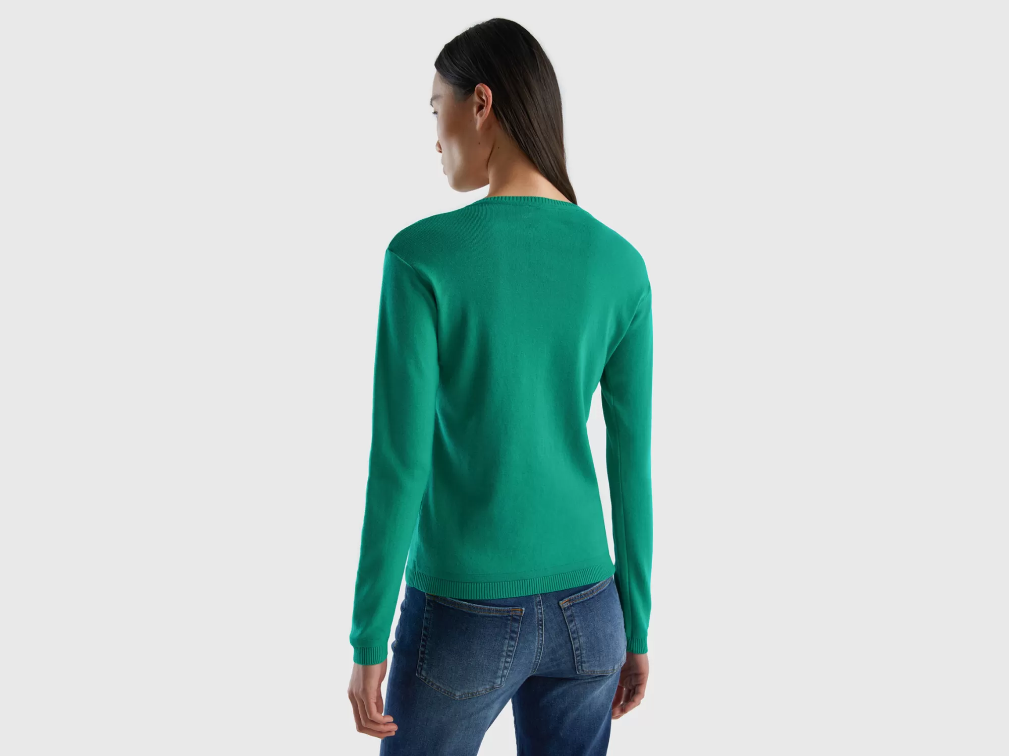 Benetton Cardigan De Cuello Redondo De 100 % Algodón-Mujer Prendas De Punto