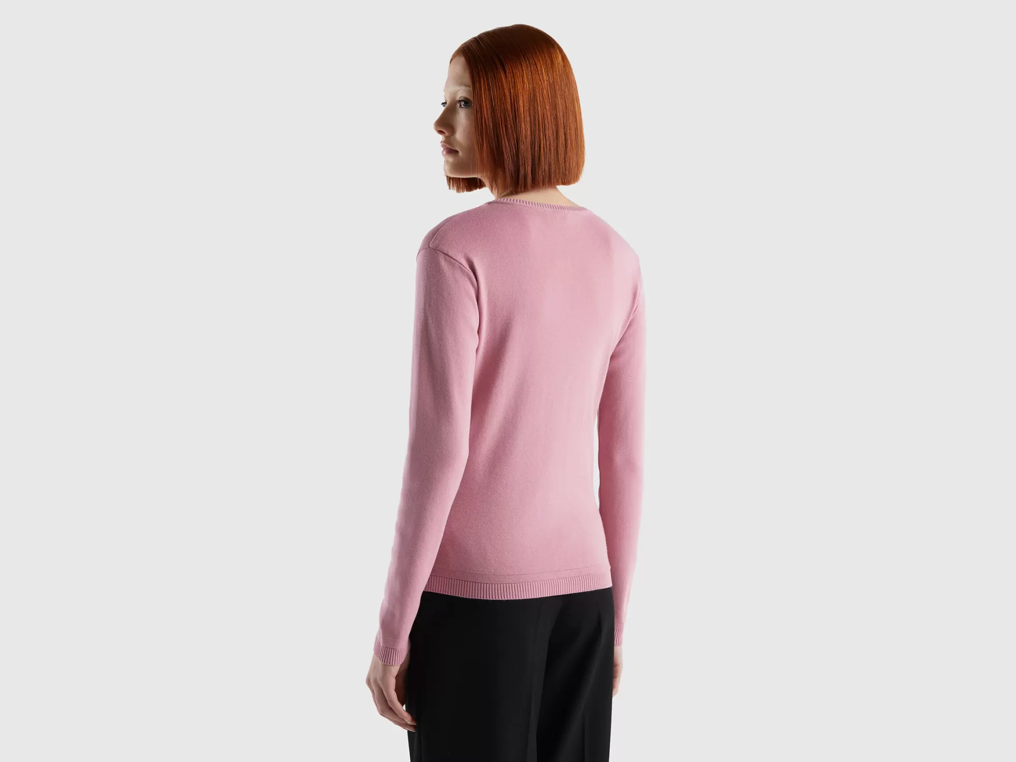 Benetton Cardigan De Cuello Redondo De 100 % Algodón-Mujer Prendas De Punto