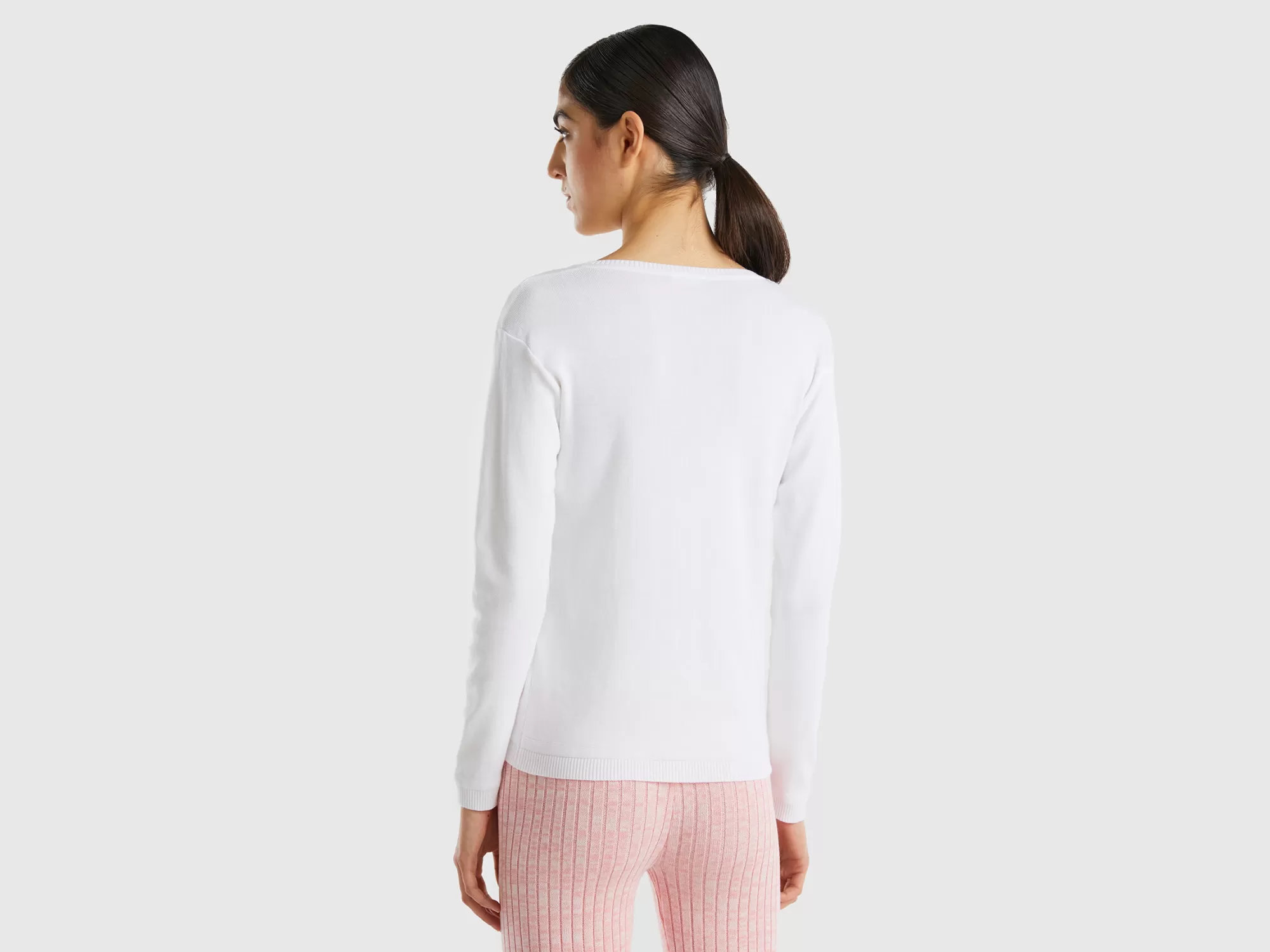 Benetton Cardigan De Cuello Redondo De 100 % Algodón-Mujer Prendas De Punto