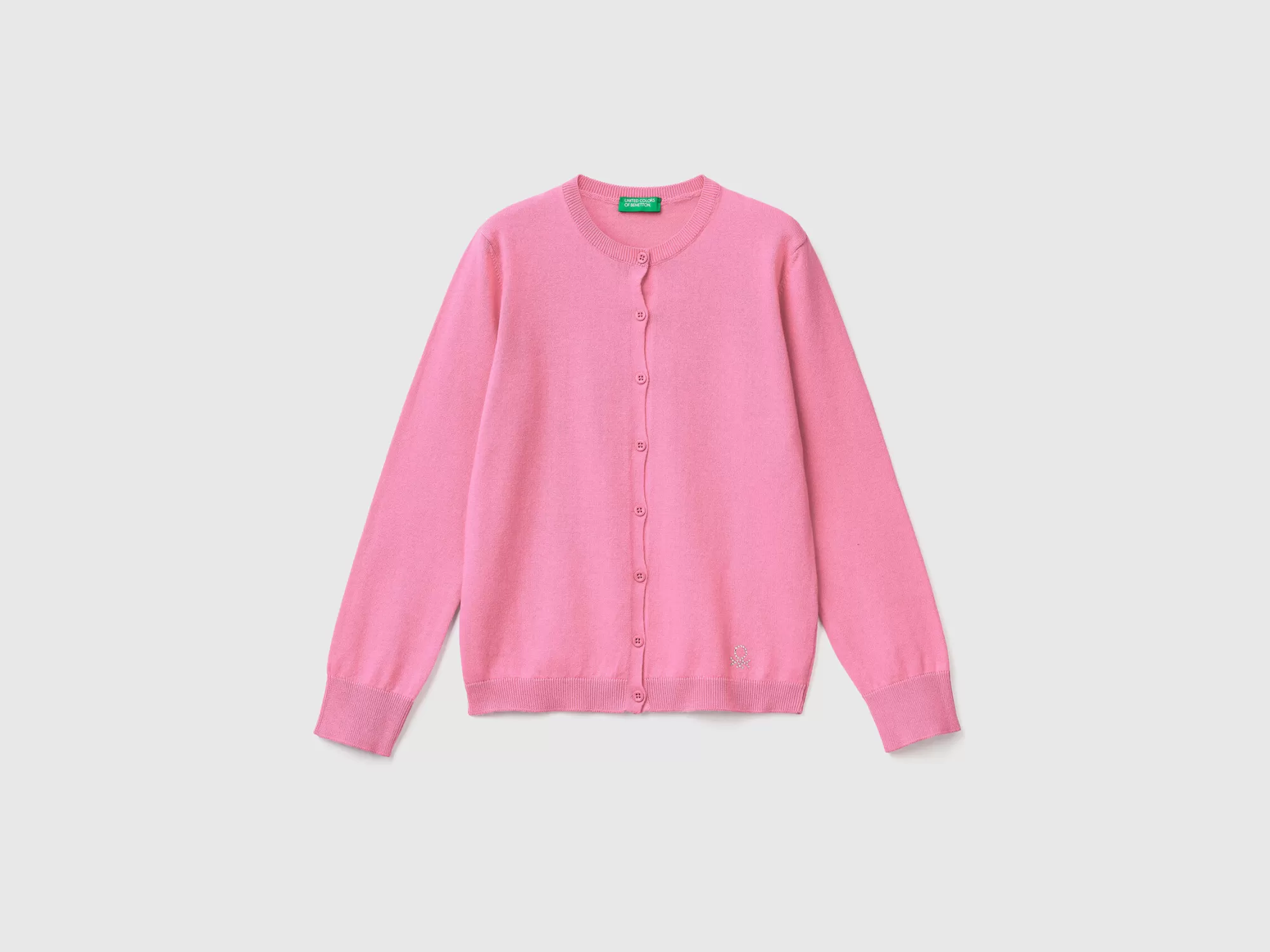 Benetton Cardigan De Cuello Redondo De Algodón Mixto-Niños Prendas De Punto